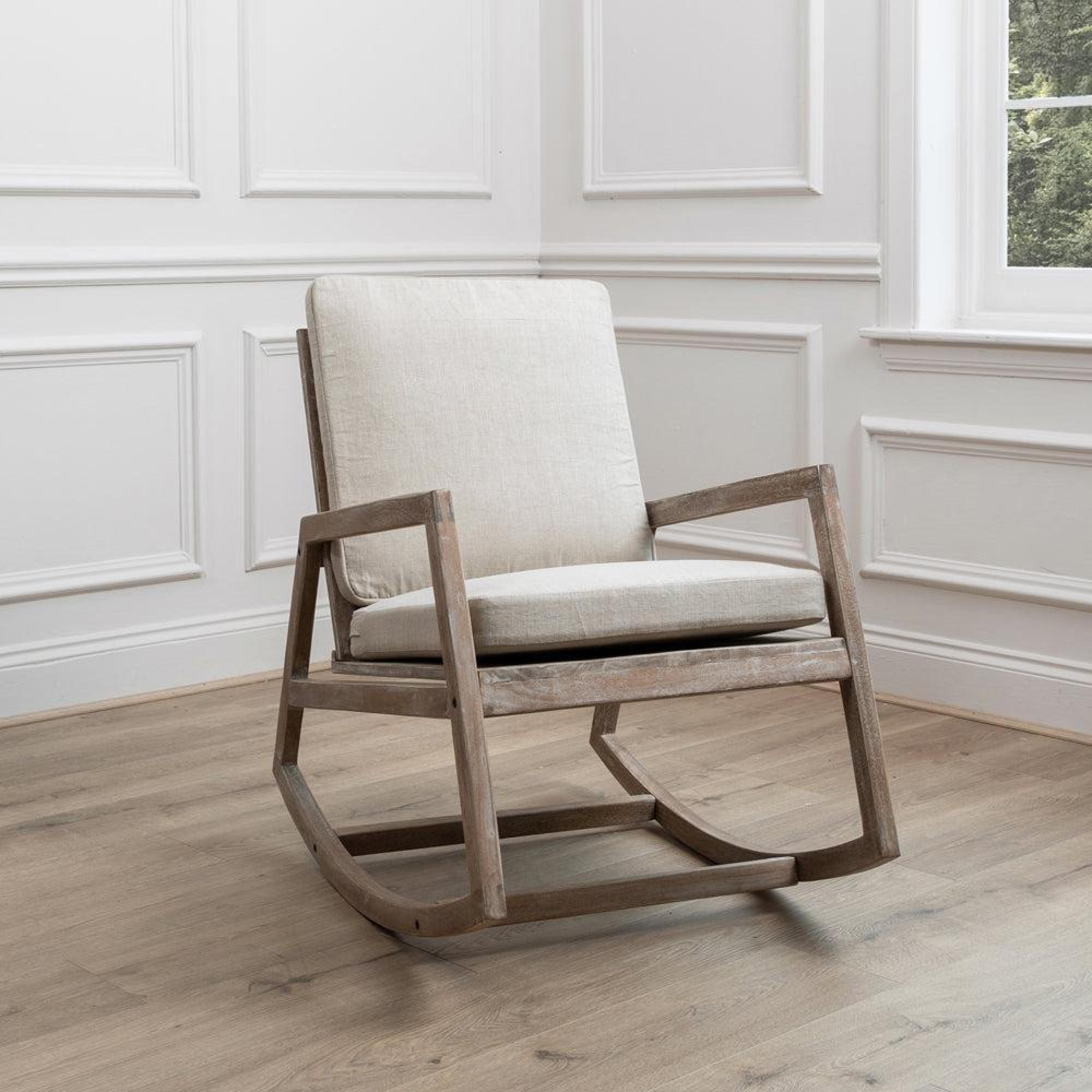 Product photograph of Voyage Maison Jonas Rocker Greywash Mango Wood Armchair from Choice Furniture Superstore.