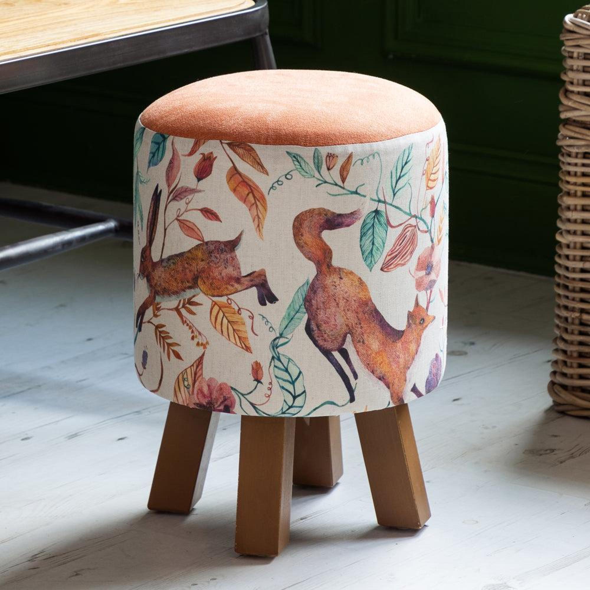 Product photograph of Voyage Maison Leaping Into The Fauna Monty Round Footstool from Choice Furniture Superstore.