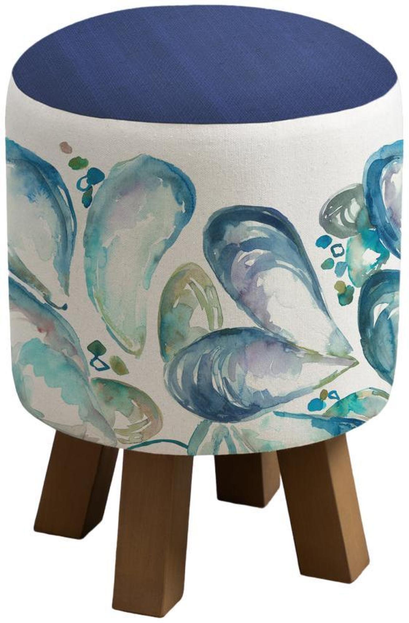 Product photograph of Voyage Maison Mussel Shells Marine Monty Round Footstool from Choice Furniture Superstore.