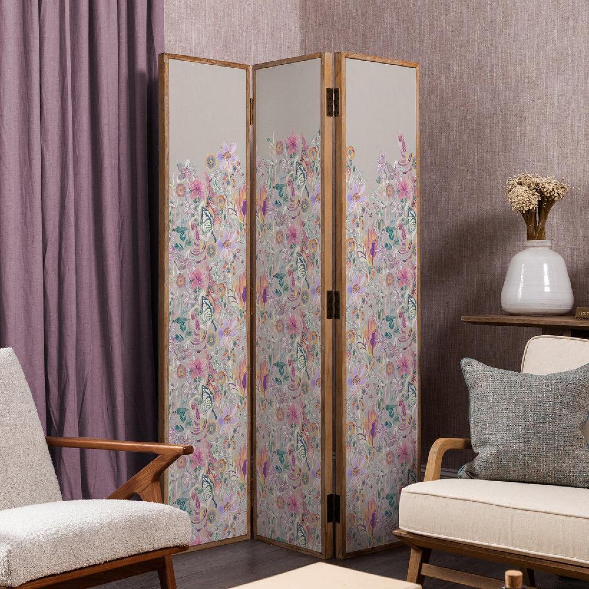 Product photograph of Voyage Maison Primrose Haze Solid Wood Room Divider from Choice Furniture Superstore.