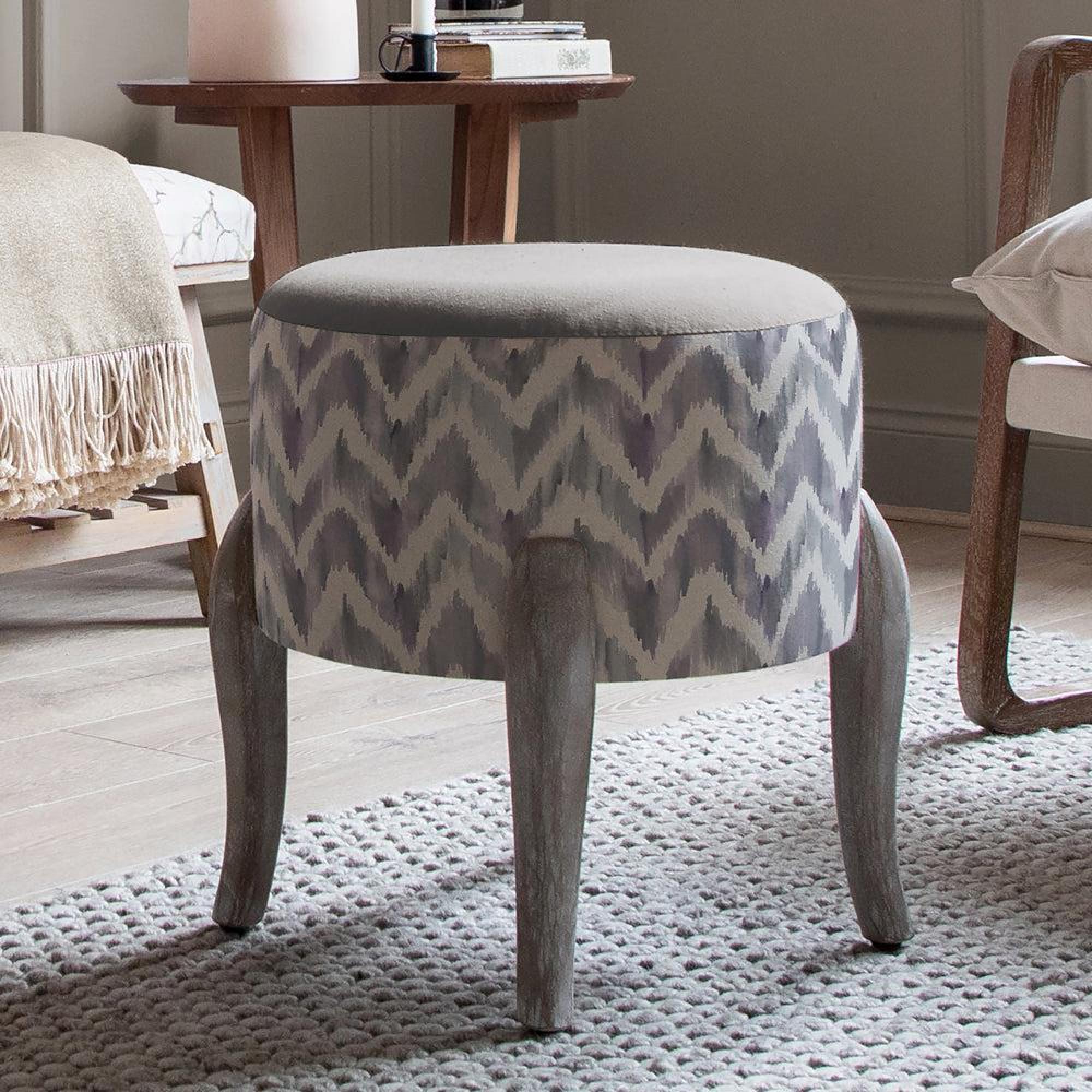 Product photograph of Voyage Maison Savannah Violet Printed Finn Footstool from Choice Furniture Superstore.