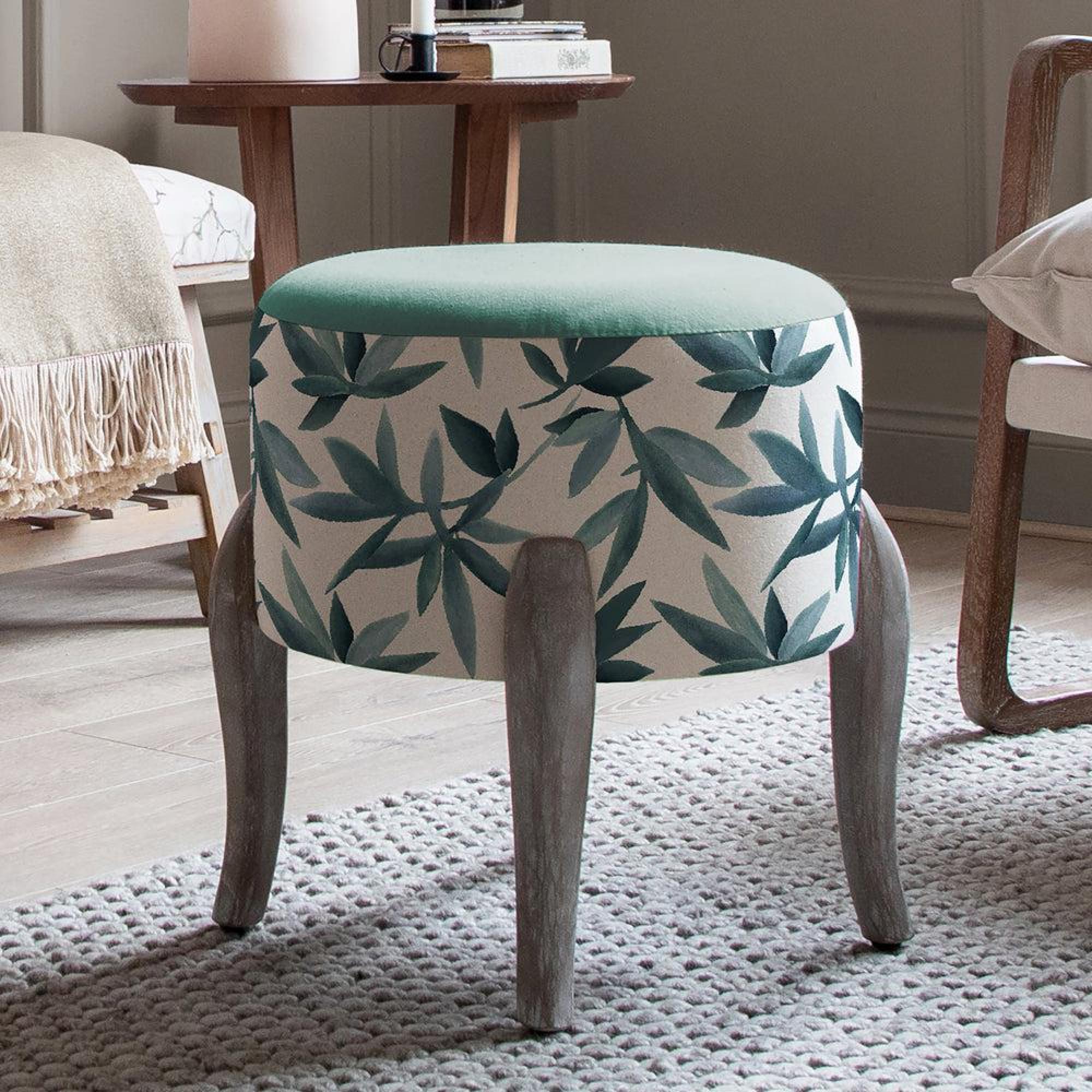 Product photograph of Voyage Maison Silverwood River Printed Finn Footstool from Choice Furniture Superstore.