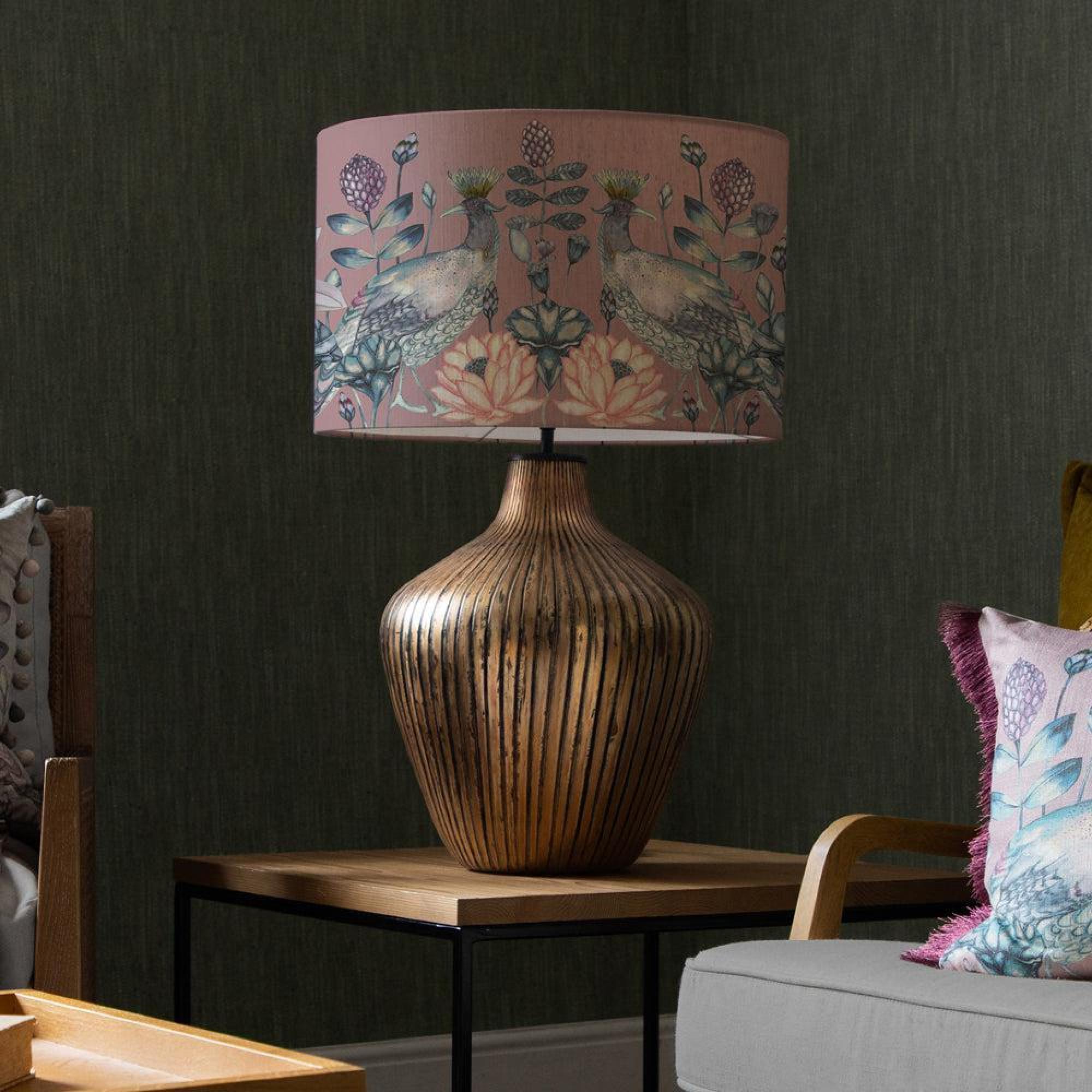 Product photograph of Voyage Maison Ahura Eva Zelena Glass And Mauve Complete Table Lamp from Choice Furniture Superstore.