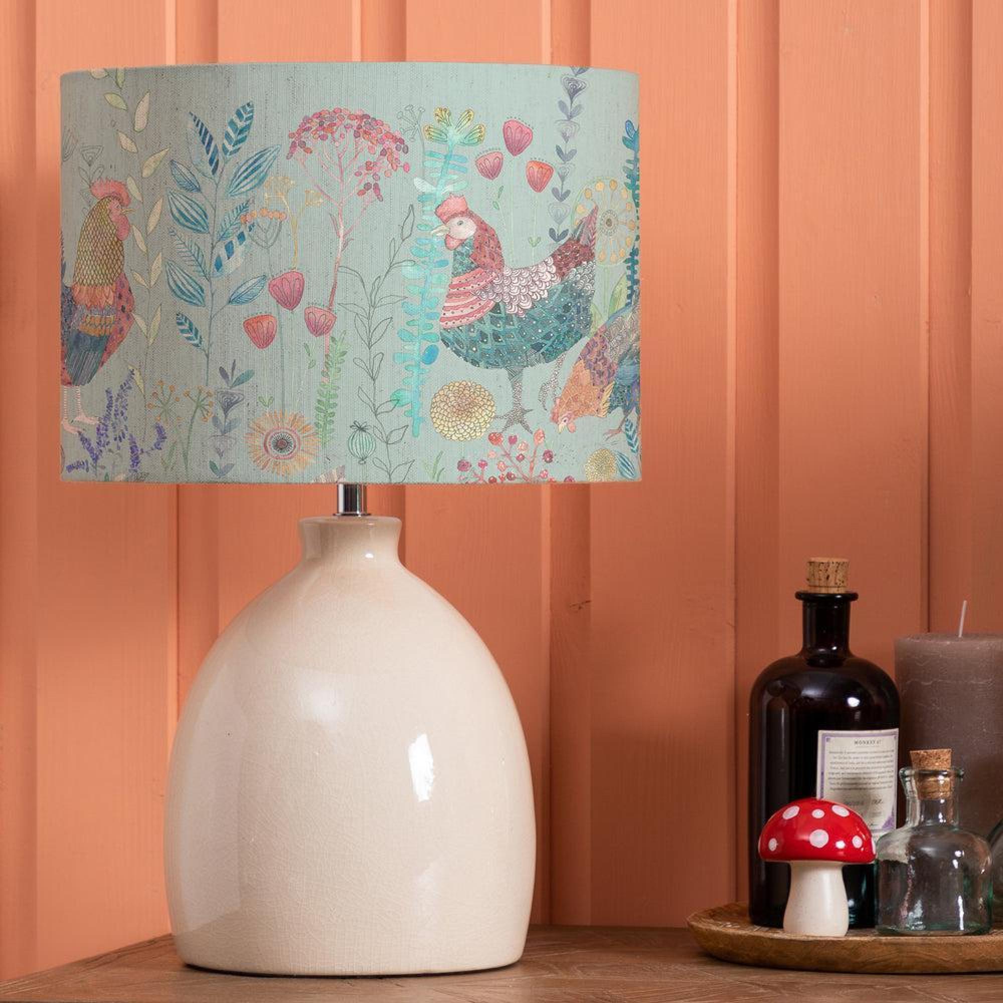 Product photograph of Voyage Maison Bilbury Flock Eva Leura Cream And Robins Egg Complete Table Lamp from Choice Furniture Superstore.