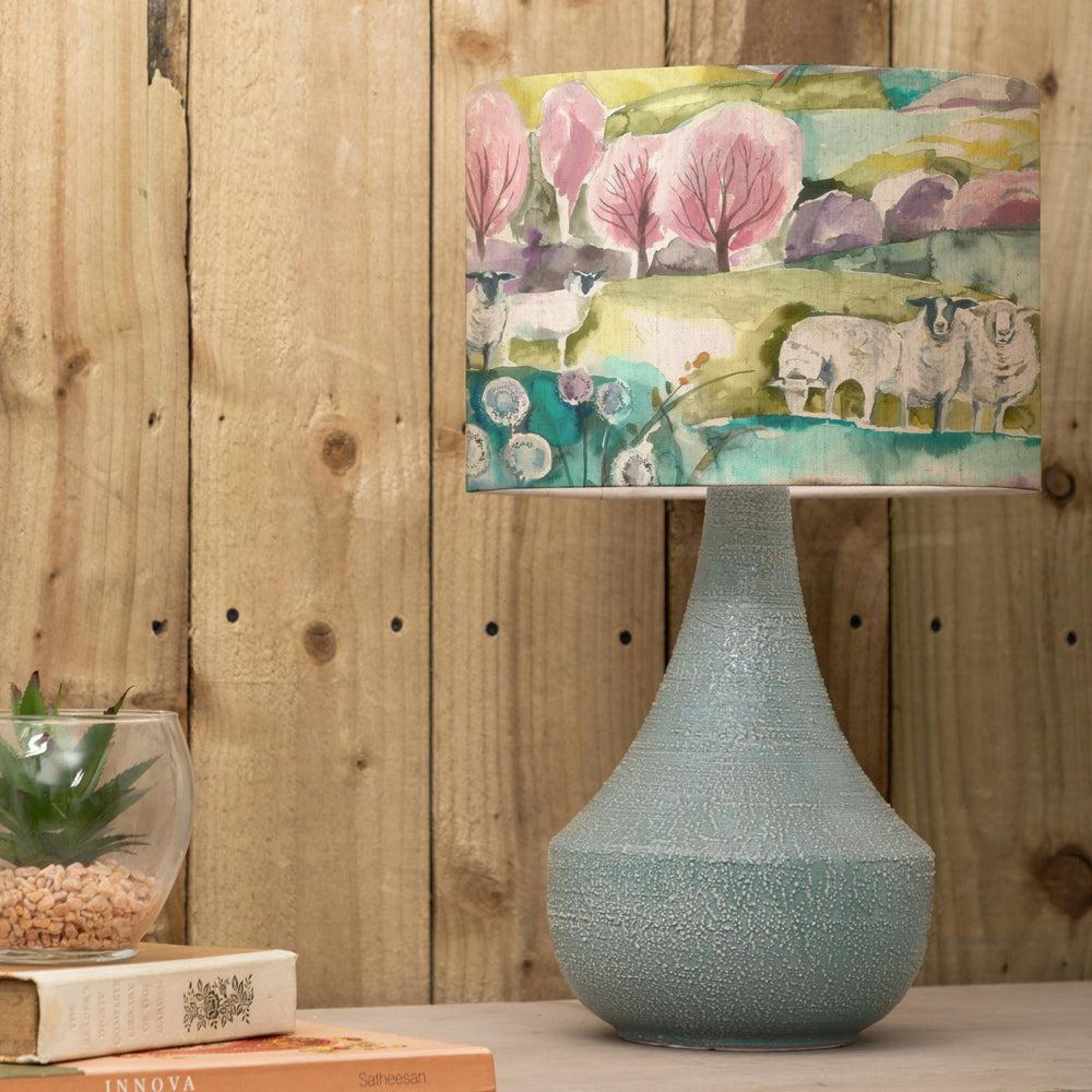 Product photograph of Voyage Maison Buttermere Eva Agri Teal And Linen Complete Table Lamp from Choice Furniture Superstore.