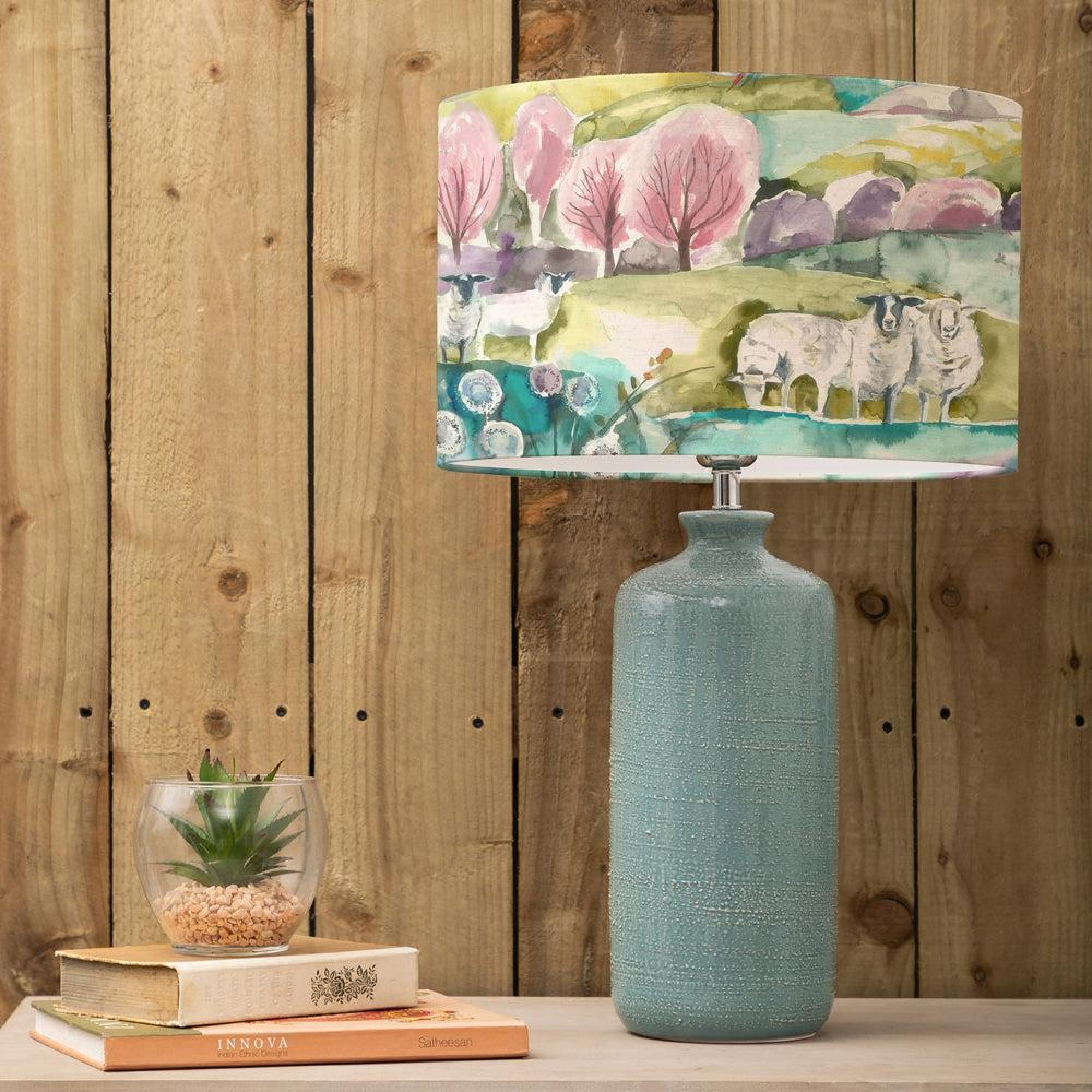 Product photograph of Voyage Maison Buttermere Eva Inopia Teal And Linen Complete Table Lamp from Choice Furniture Superstore.