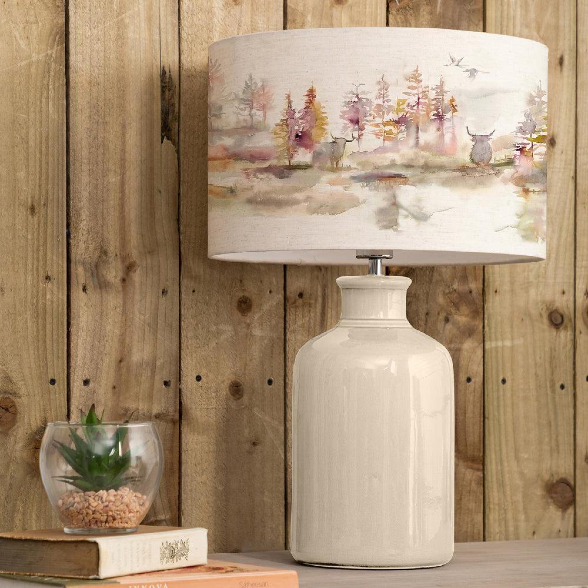 Product photograph of Voyage Maison Caledonian Forest Eva Elspeth Cream And Linen Complete Table Lamp from Choice Furniture Superstore.