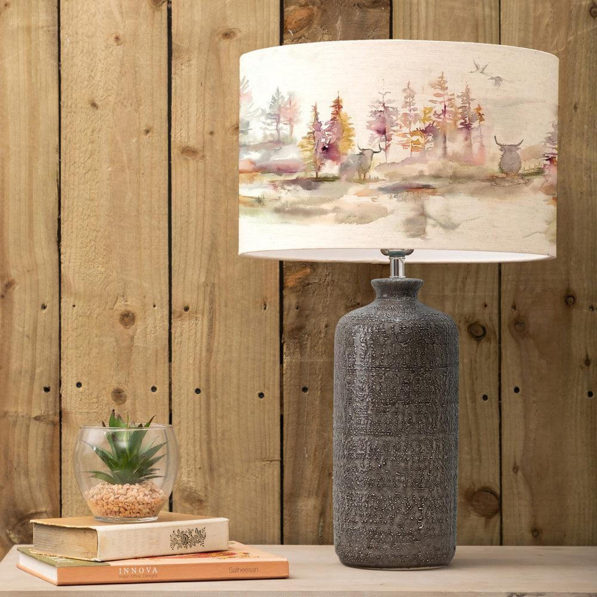 Product photograph of Voyage Maison Caledonian Forest Eva Inopia Grey And Linen Complete Table Lamp from Choice Furniture Superstore.