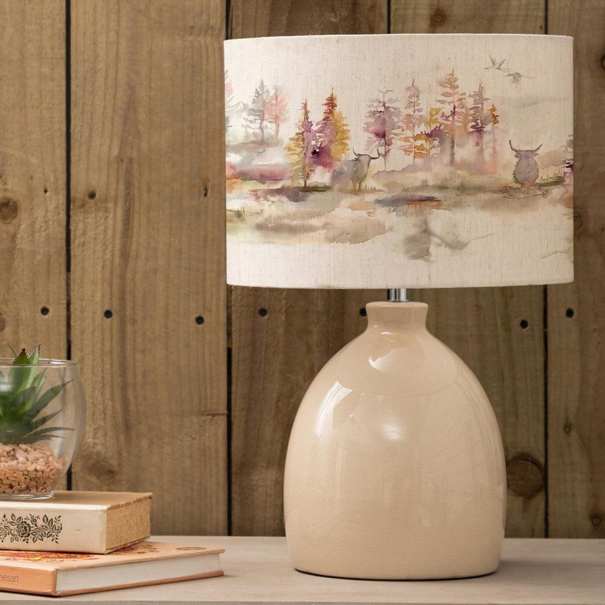 Product photograph of Voyage Maison Caledonian Forest Eva Leura Cream And Linen Complete Table Lamp from Choice Furniture Superstore.