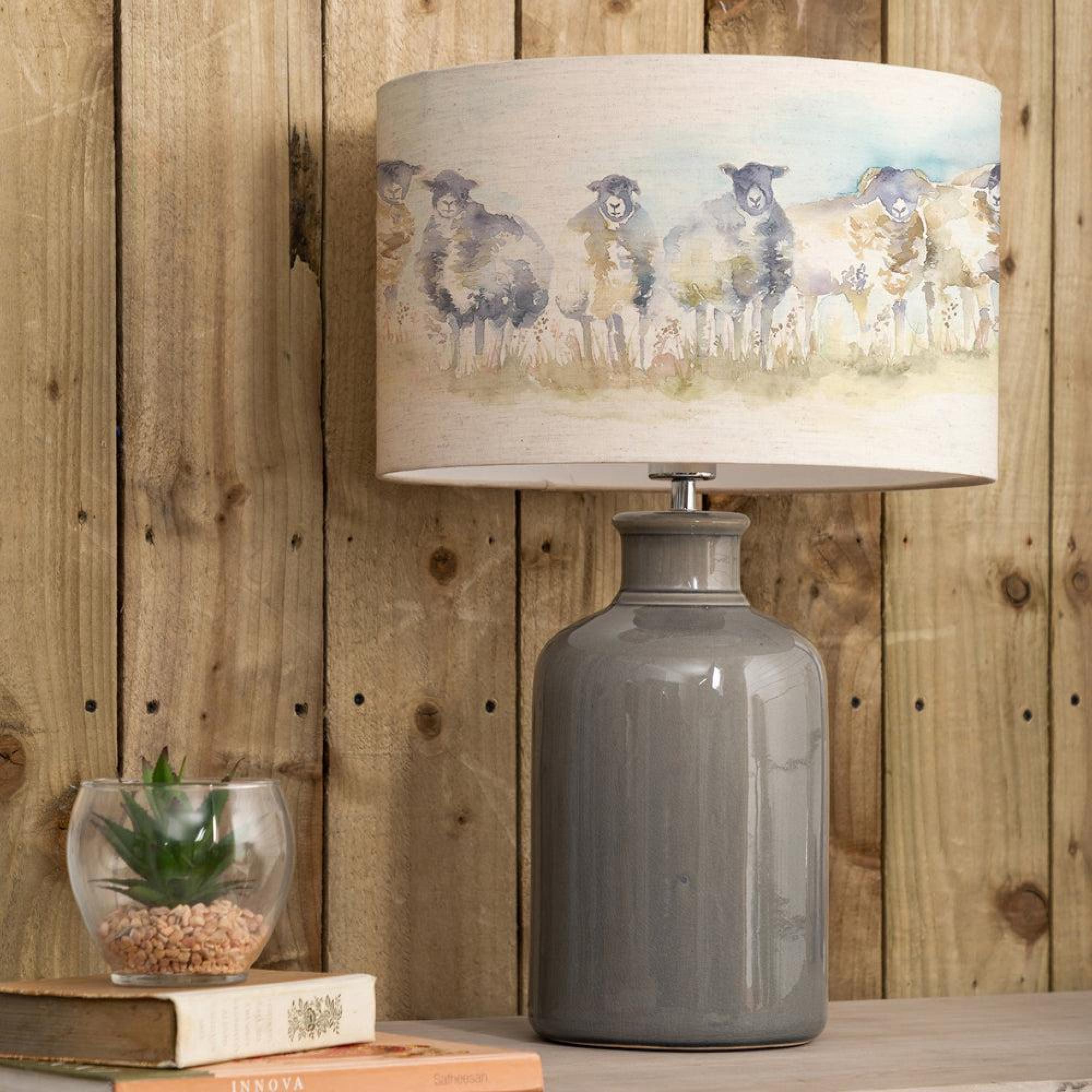 Product photograph of Voyage Maison Come By Eva Elspeth Grey And Linen Complete Table Lamp from Choice Furniture Superstore.