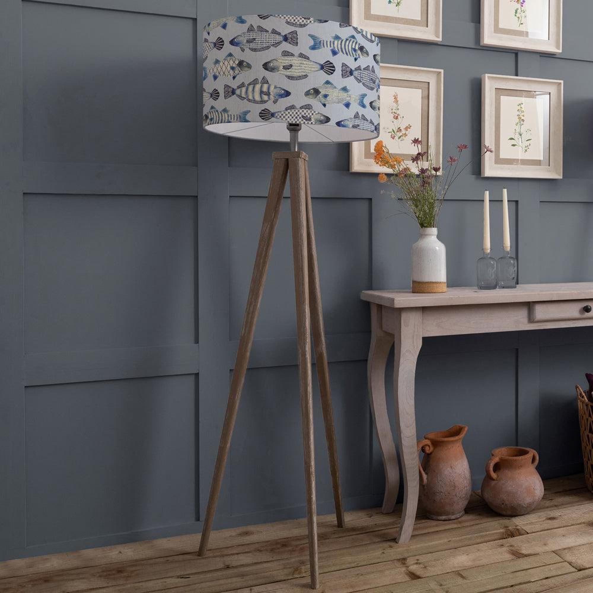 Product photograph of Voyage Maison Cove Eva Aratus Grey And Cobalt Complete Floor Lamp from Choice Furniture Superstore.