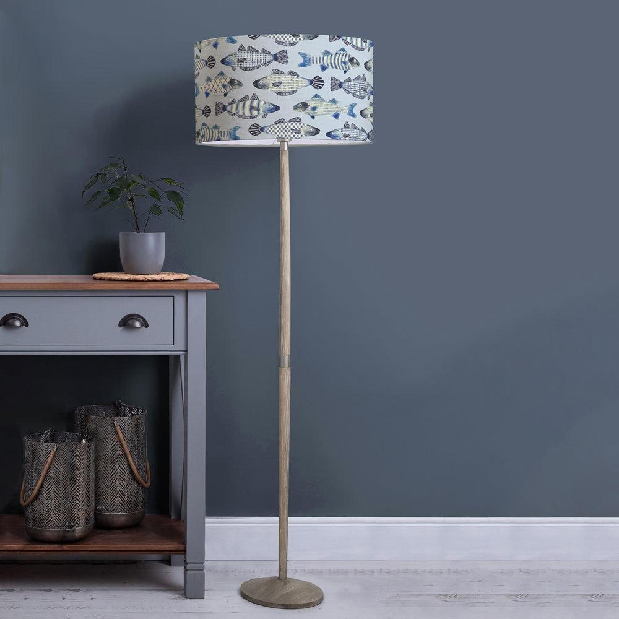 Product photograph of Voyage Maison Cove Eva Solensis Grey And Cobalt Complete Floor Lamp from Choice Furniture Superstore.