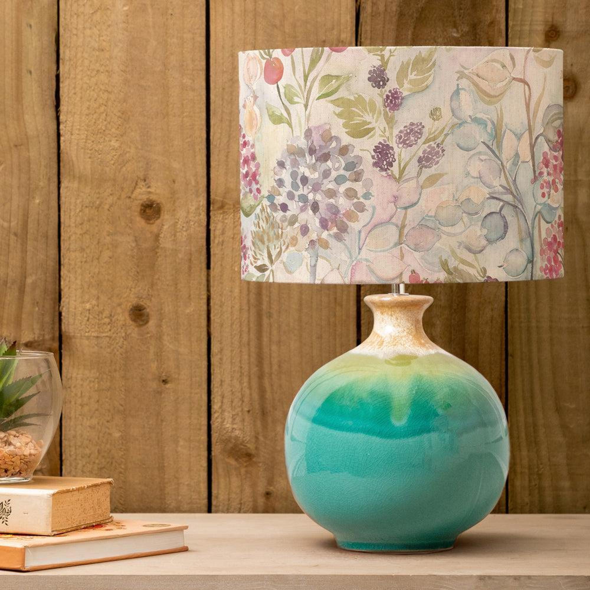 Product photograph of Voyage Maison Hedgerow Eva Neso Aqua And Linen Complete Table Lamp from Choice Furniture Superstore.