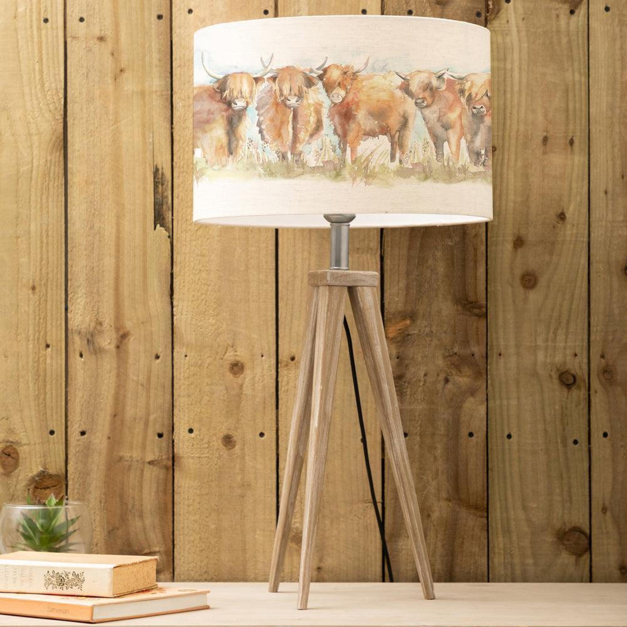 Product photograph of Voyage Maison Highland Cattle Eva Aratus Grey And Linen Complete Table Lamp from Choice Furniture Superstore.