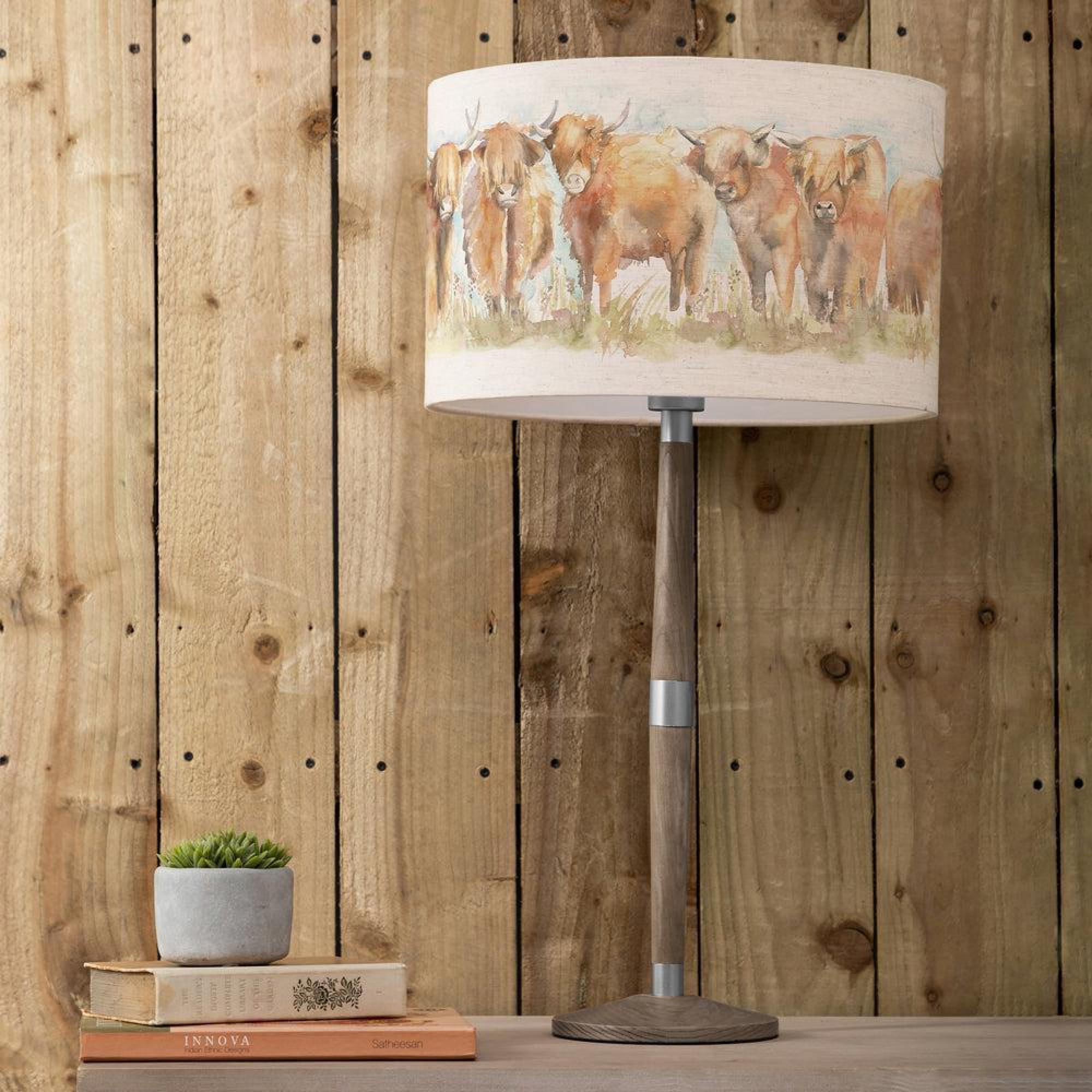 Product photograph of Voyage Maison Highland Cattle Eva Solensis Grey And Linen Complete Table Lamp from Choice Furniture Superstore.