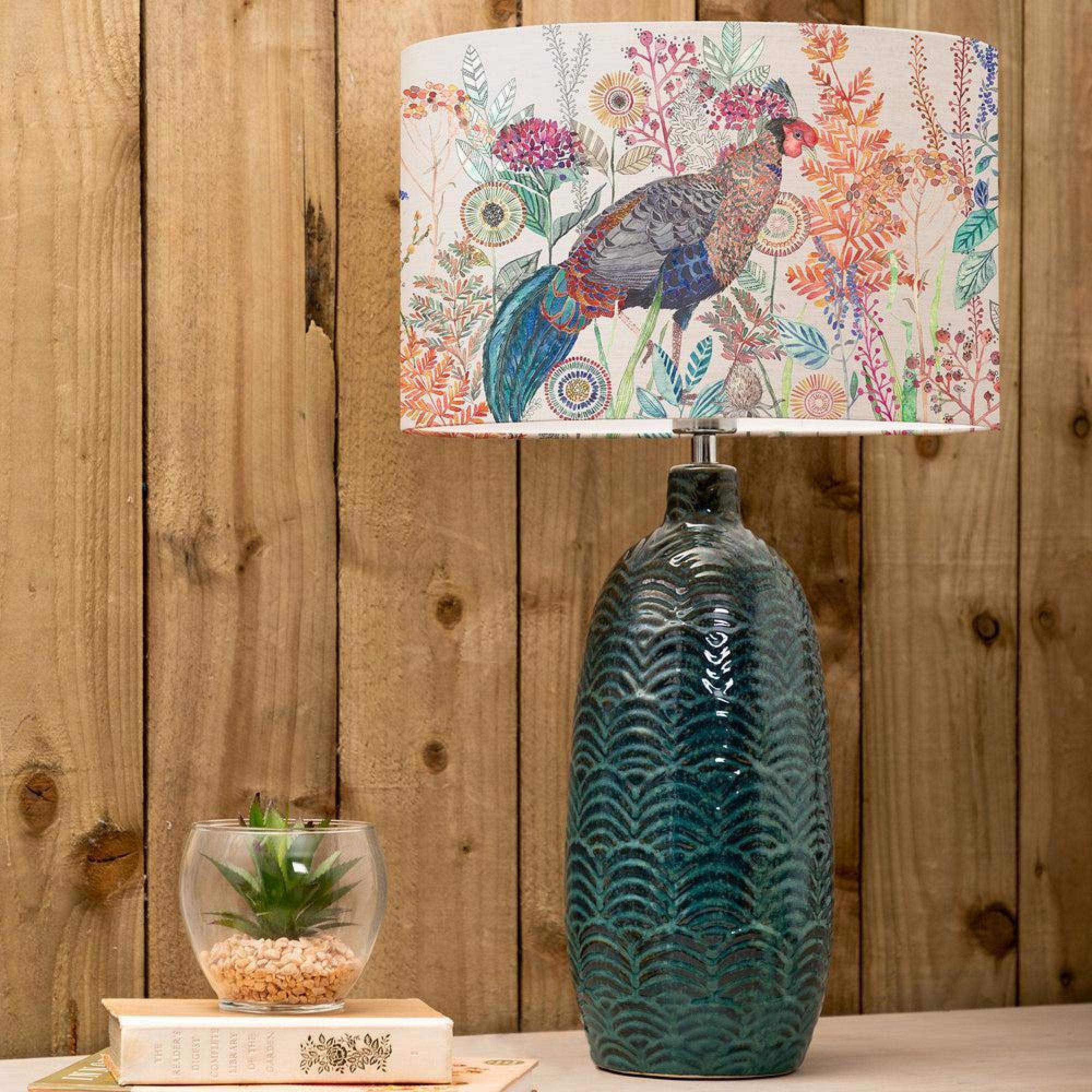 Product photograph of Voyage Maison Lady Amherst Eva Jadis Aqua And Linen Complete Table Lamp from Choice Furniture Superstore.