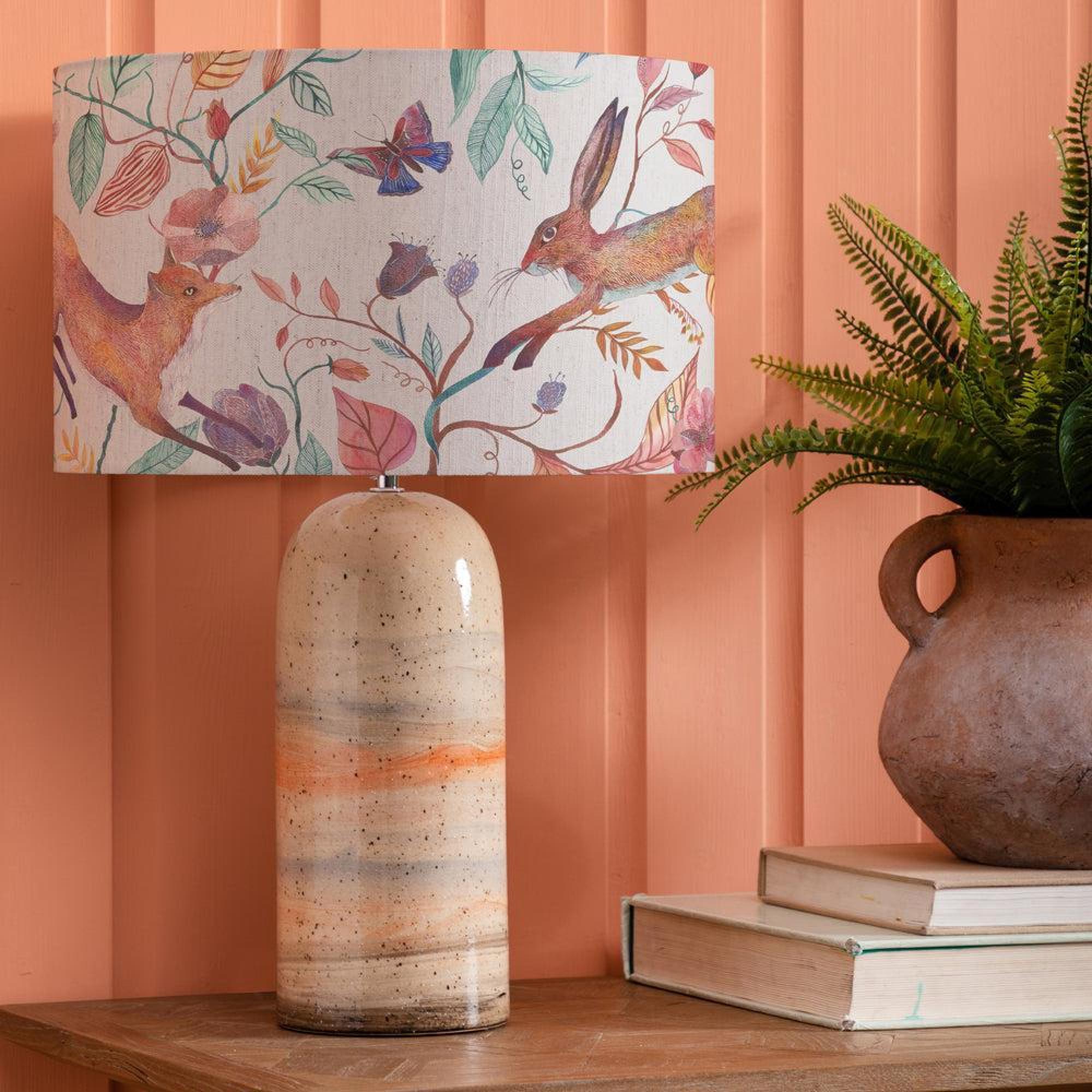 Product photograph of Voyage Maison Leaping Into The Fauna Eva Ocefina Sandstone And Linen Complete Table Lamp from Choice Furniture Superstore.