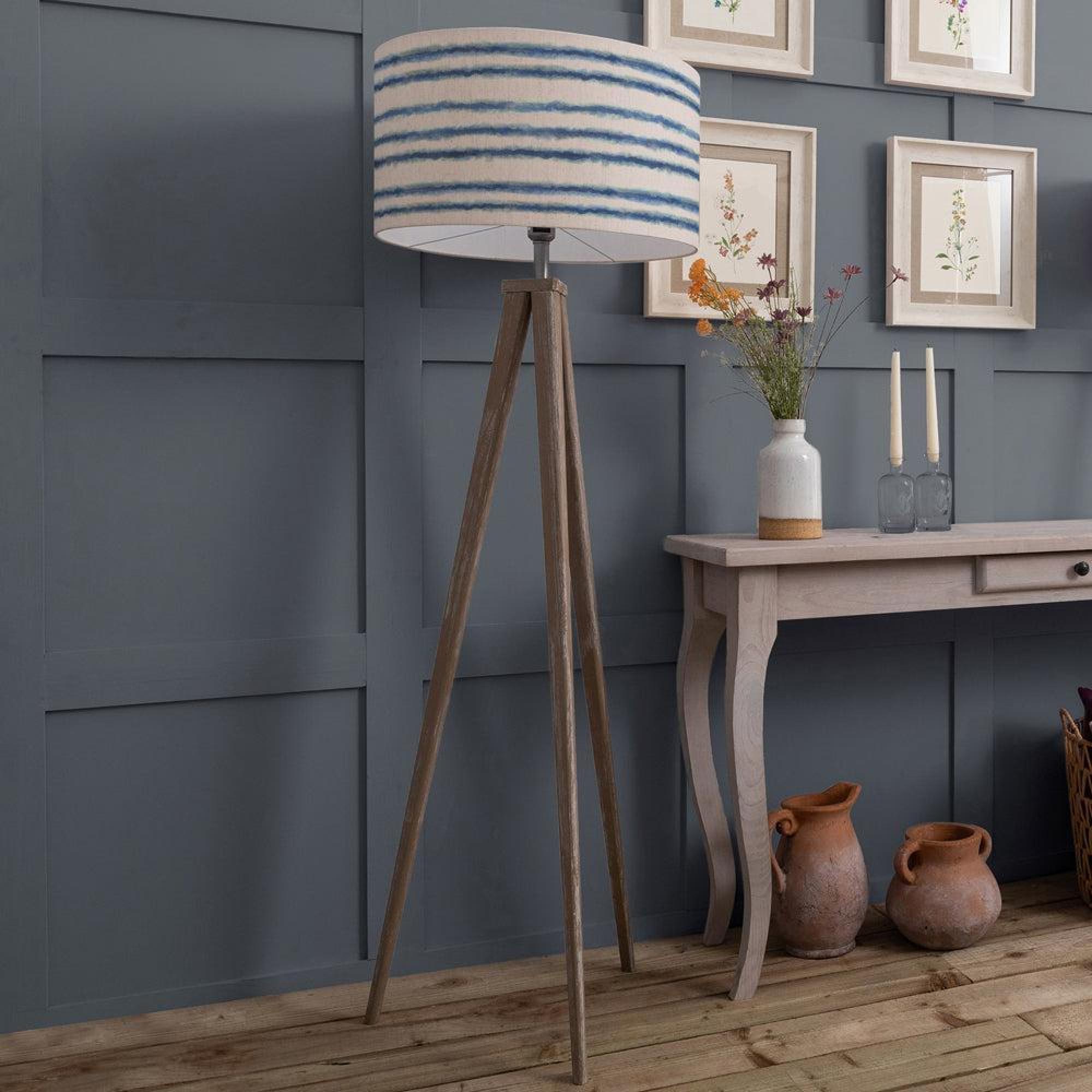 Product photograph of Voyage Maison Merella Eva Aratus Grey And Cobalt Complete Floor Lamp from Choice Furniture Superstore.