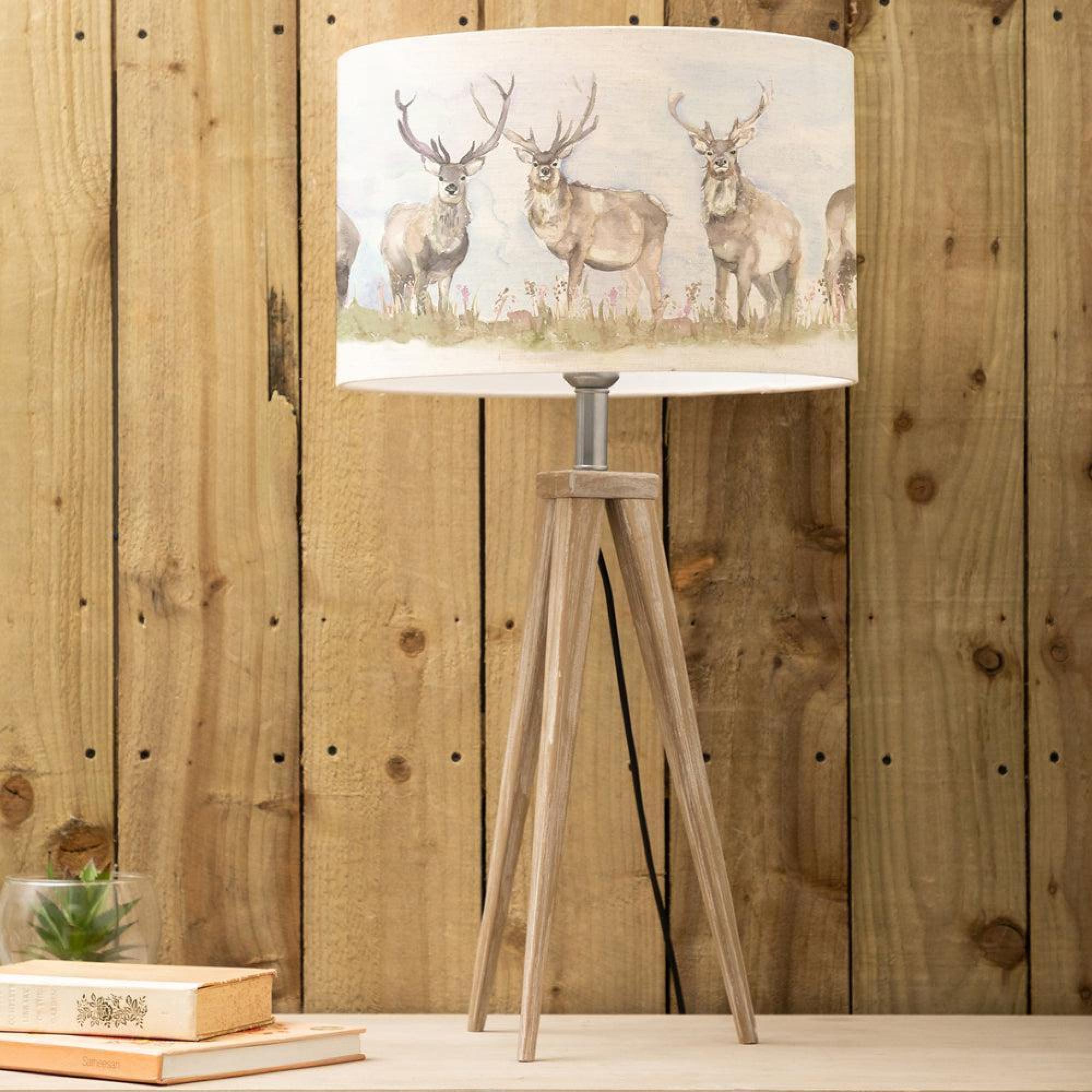 Product photograph of Voyage Maison Moorland Stag Eva Aratus Grey And Linen Complete Table Lamp from Choice Furniture Superstore.