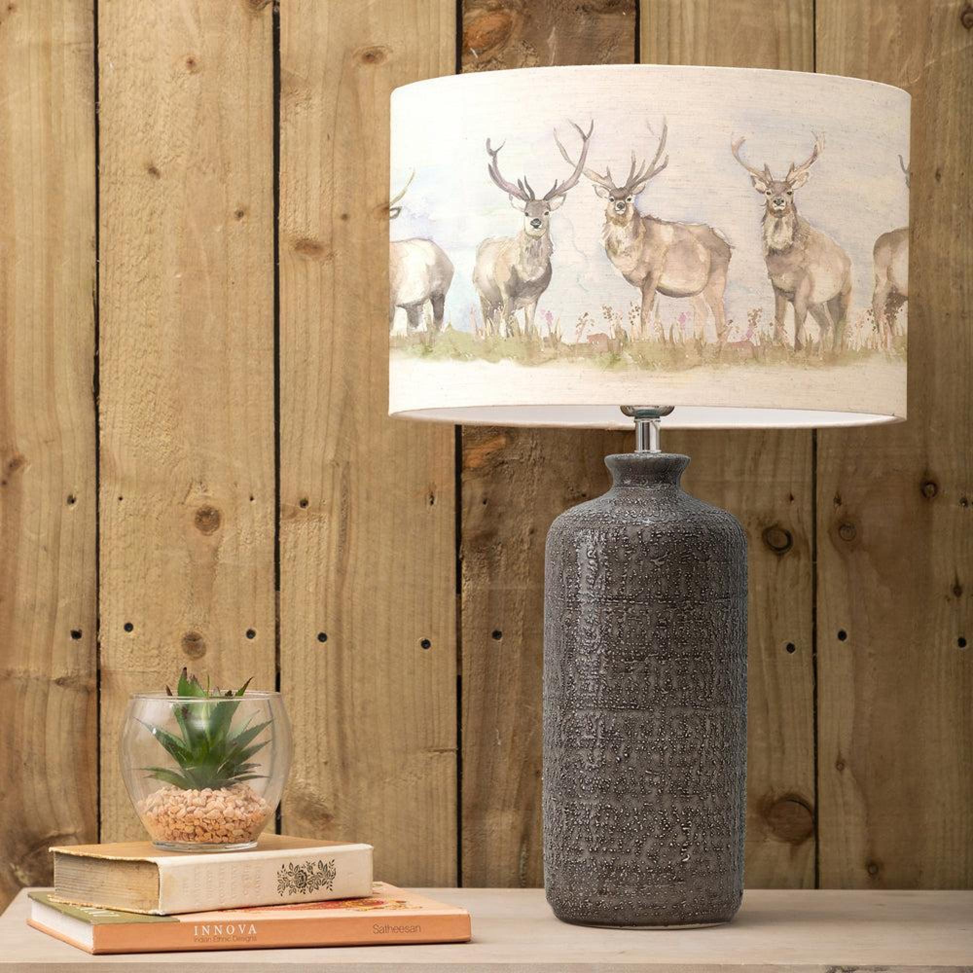 Product photograph of Voyage Maison Moorland Stag Eva Inopia Grey And Linen Complete Table Lamp from Choice Furniture Superstore.