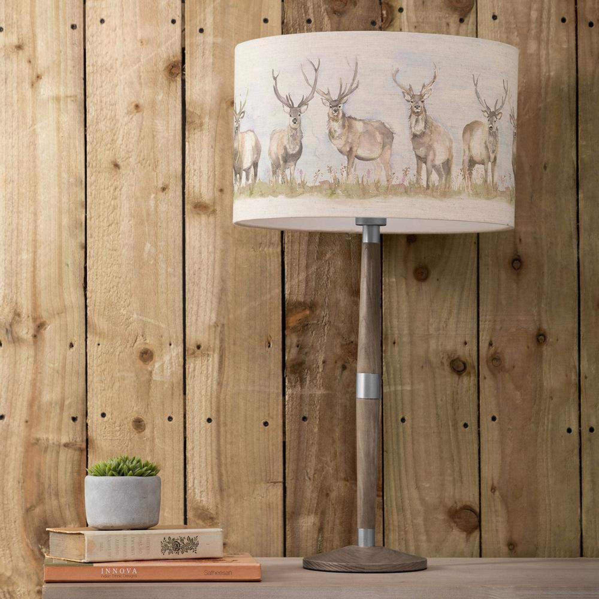 Product photograph of Voyage Maison Moorland Stag Eva Solensis Grey And Linen Complete Table Lamp from Choice Furniture Superstore.