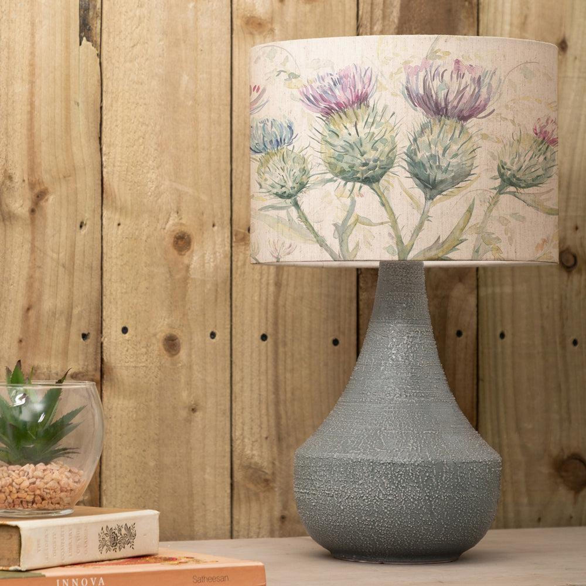 Product photograph of Voyage Maison Thistle Glen Eva Agri Grey And Linen Complete Table Lamp from Choice Furniture Superstore.