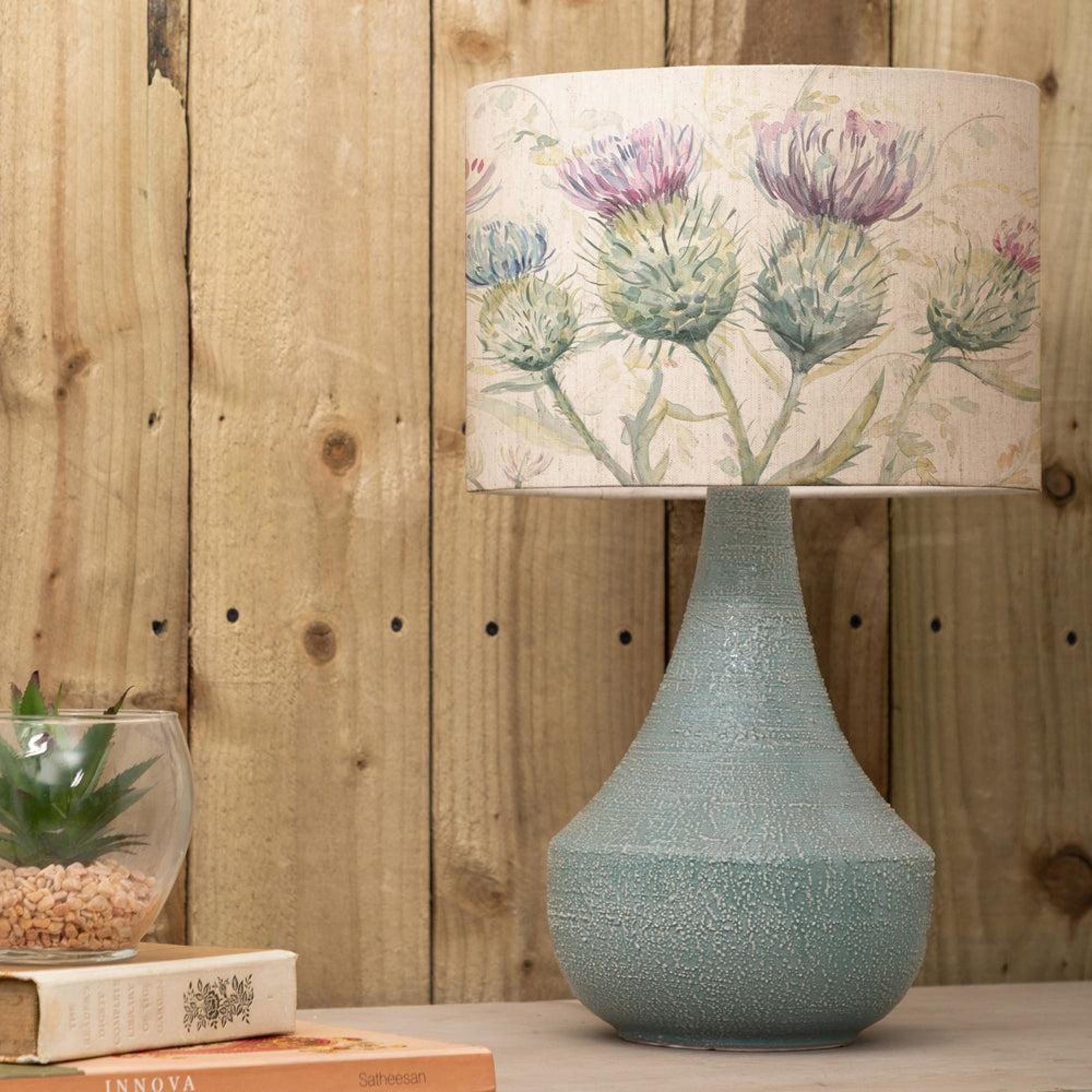 Product photograph of Voyage Maison Thistle Glen Eva Agri Teal And Linen Complete Table Lamp from Choice Furniture Superstore.