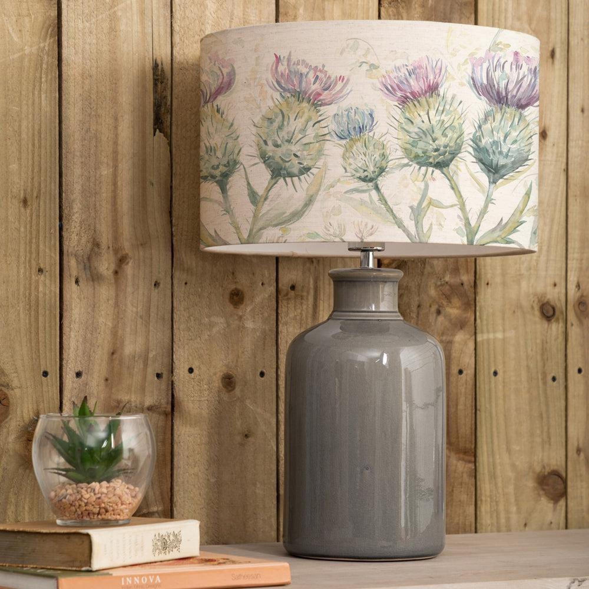 Product photograph of Voyage Maison Thistle Glen Eva Elspeth Grey And Linen Complete Table Lamp from Choice Furniture Superstore.