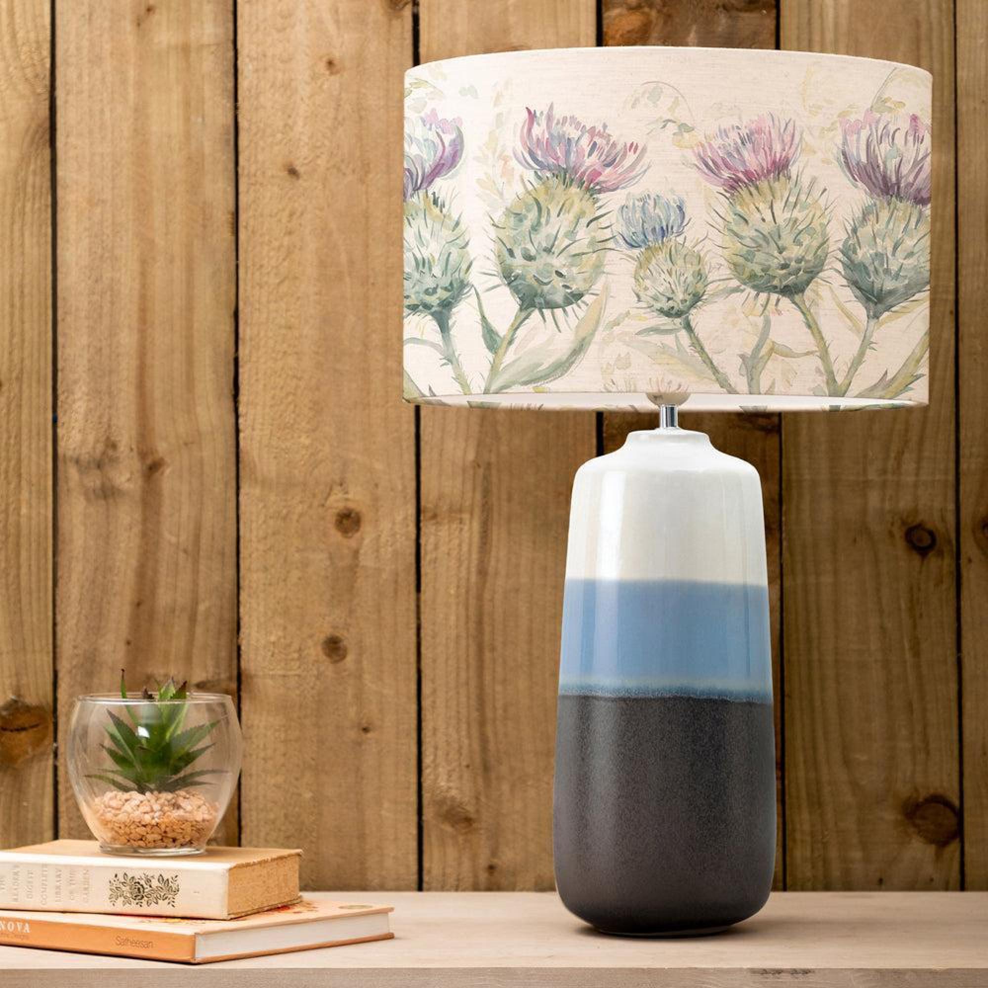 Product photograph of Voyage Maison Thistle Glen Eva Nama Sky And Linen Complete Table Lamp from Choice Furniture Superstore.