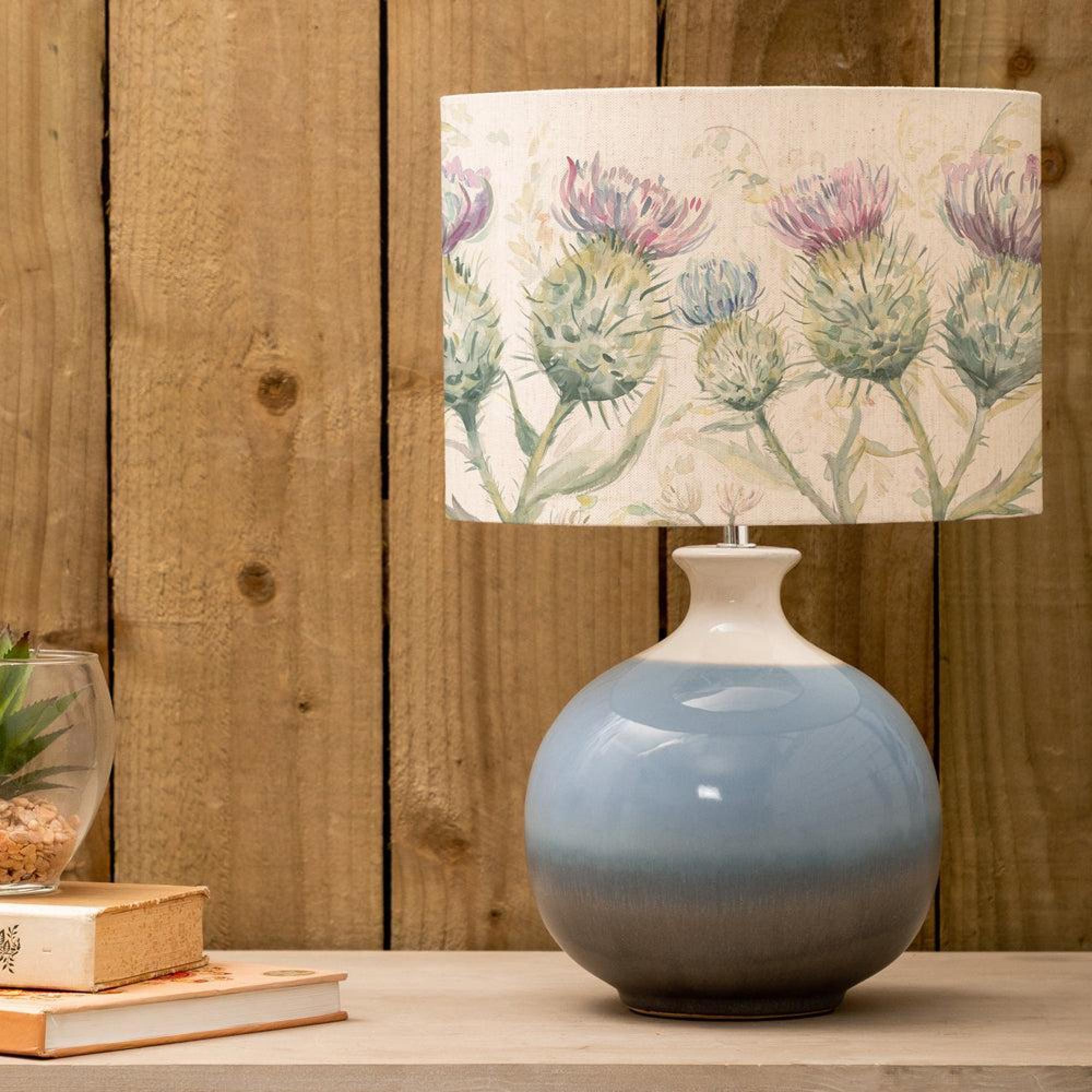 Product photograph of Voyage Maison Thistle Glen Eva Neso Sky And Linen Complete Table Lamp from Choice Furniture Superstore.