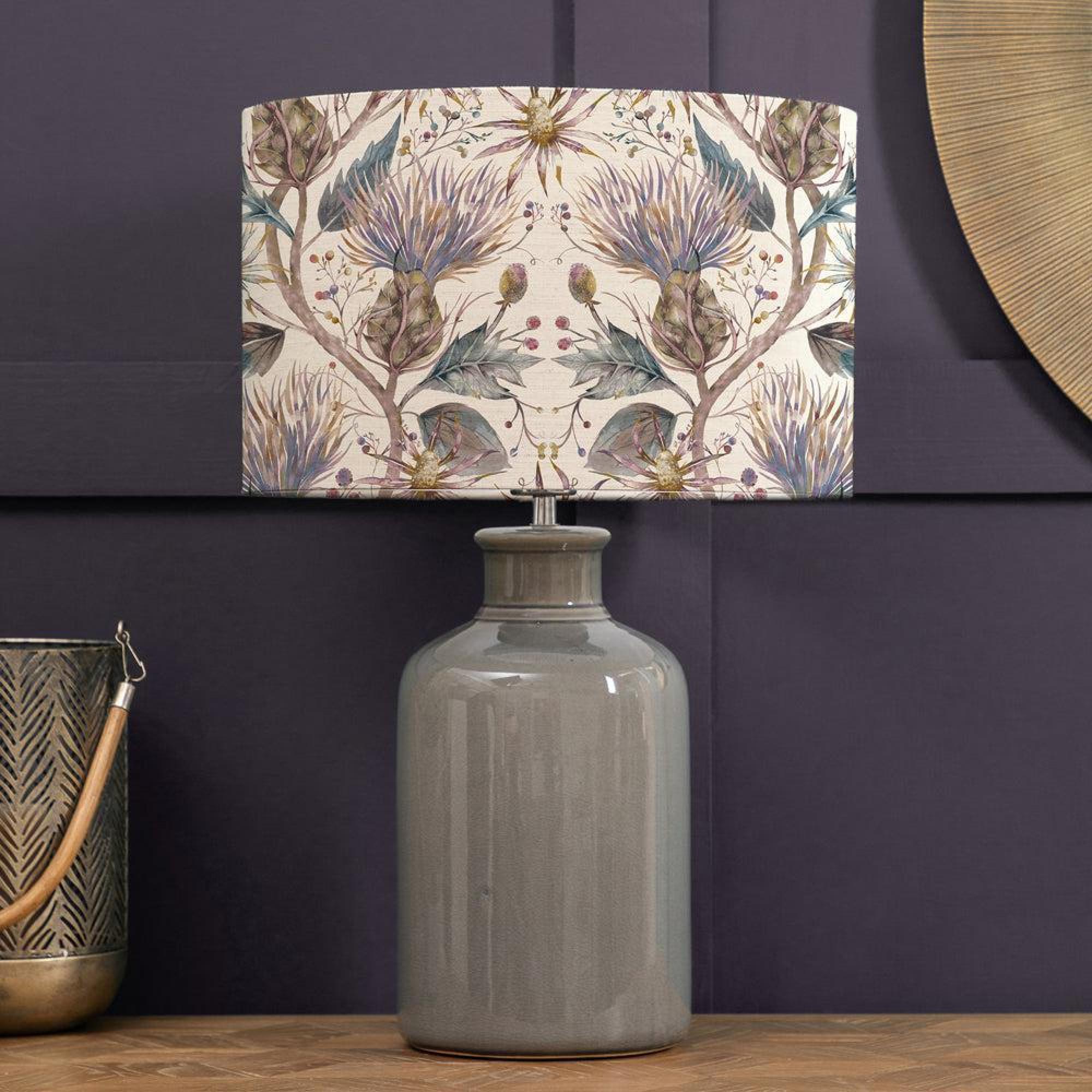 Product photograph of Voyage Maison Varys Eva Elspeth Grey And Pastel Linen Complete Table Lamp from Choice Furniture Superstore.