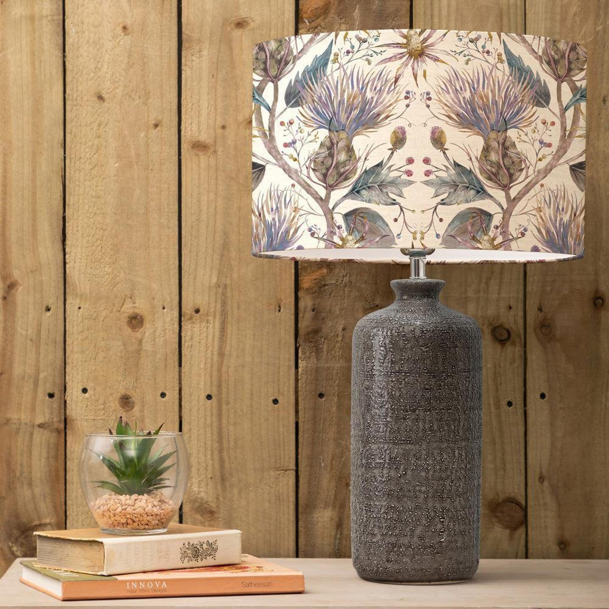 Product photograph of Voyage Maison Varys Eva Inopia Grey And Pastel Linen Complete Table Lamp from Choice Furniture Superstore.