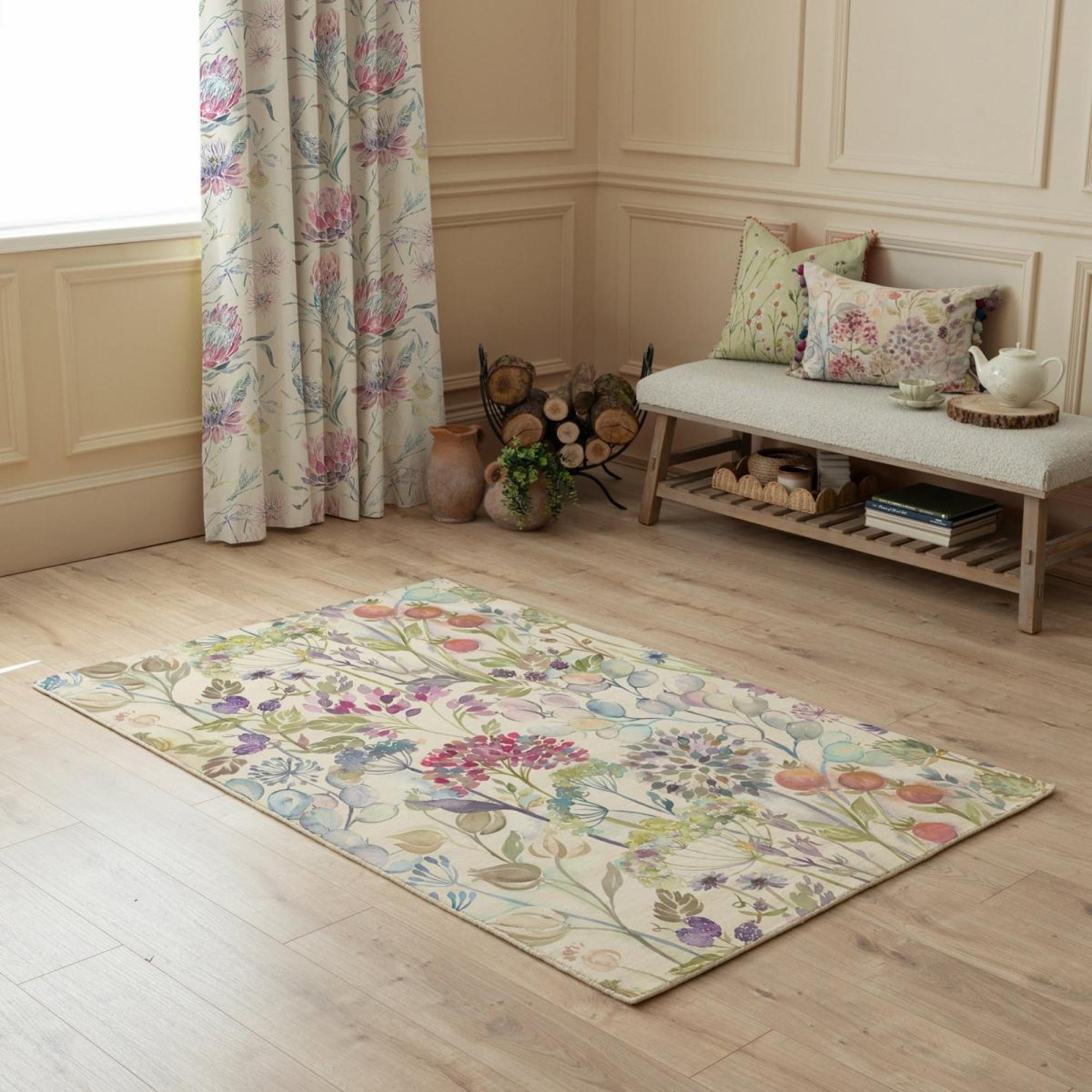 Product photograph of Voyage Maison Country Hedgerow Pink Printed Rug from Choice Furniture Superstore.