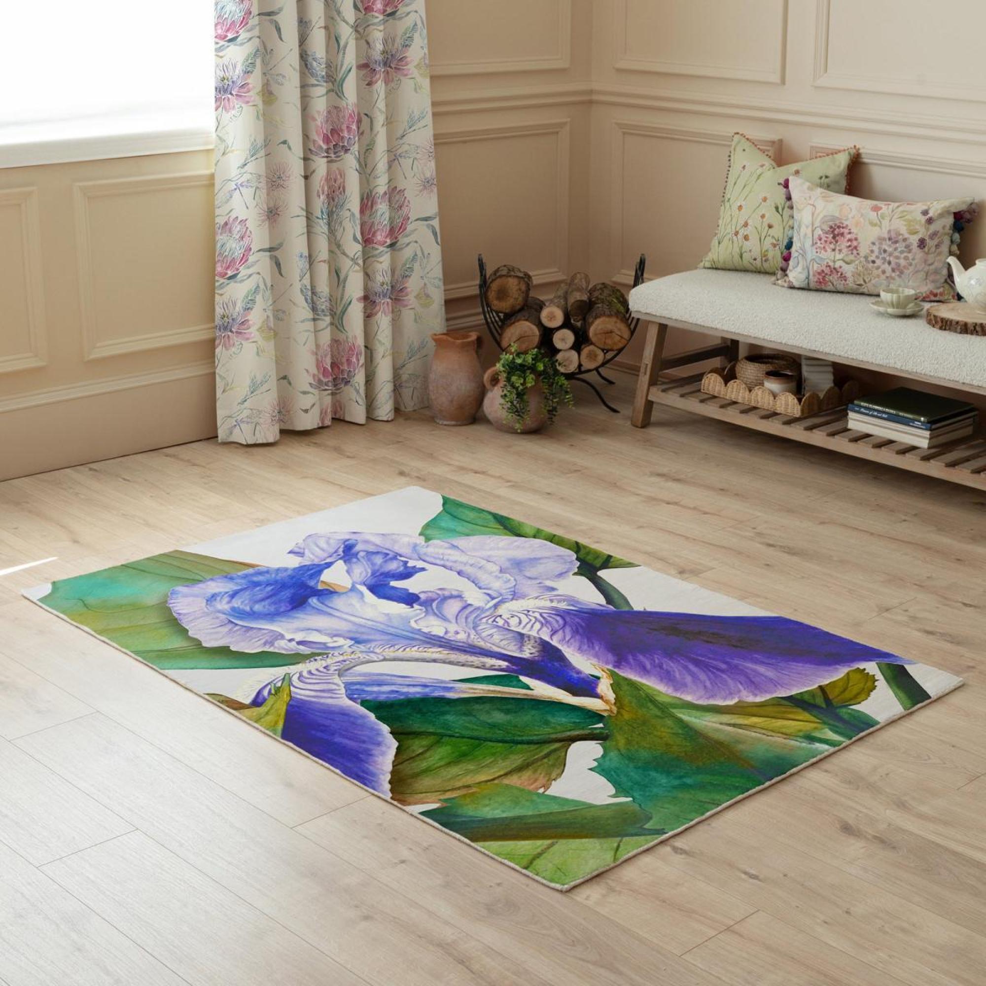 Product photograph of Voyage Maison Darwen Cornflower Printed Rug from Choice Furniture Superstore.