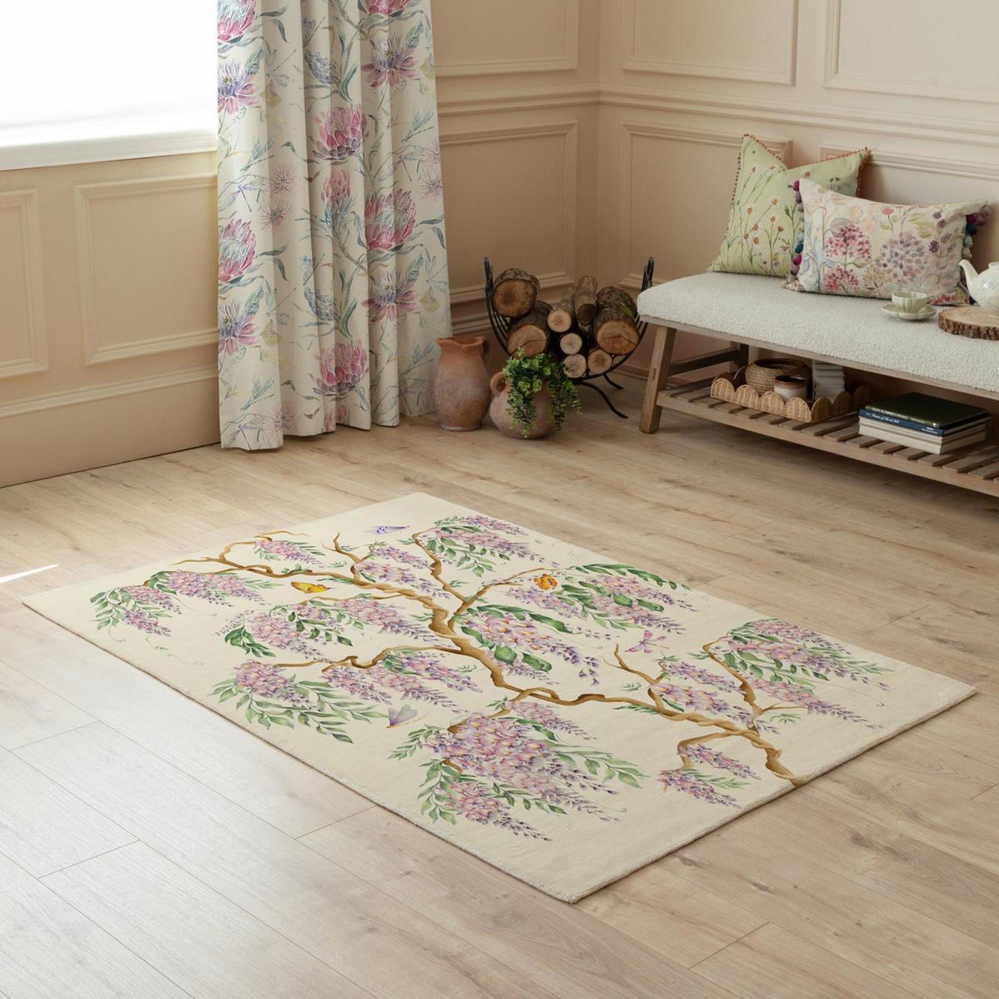 Product photograph of Voyage Maison Mariposa Meadows Mauve Printed Rug from Choice Furniture Superstore.