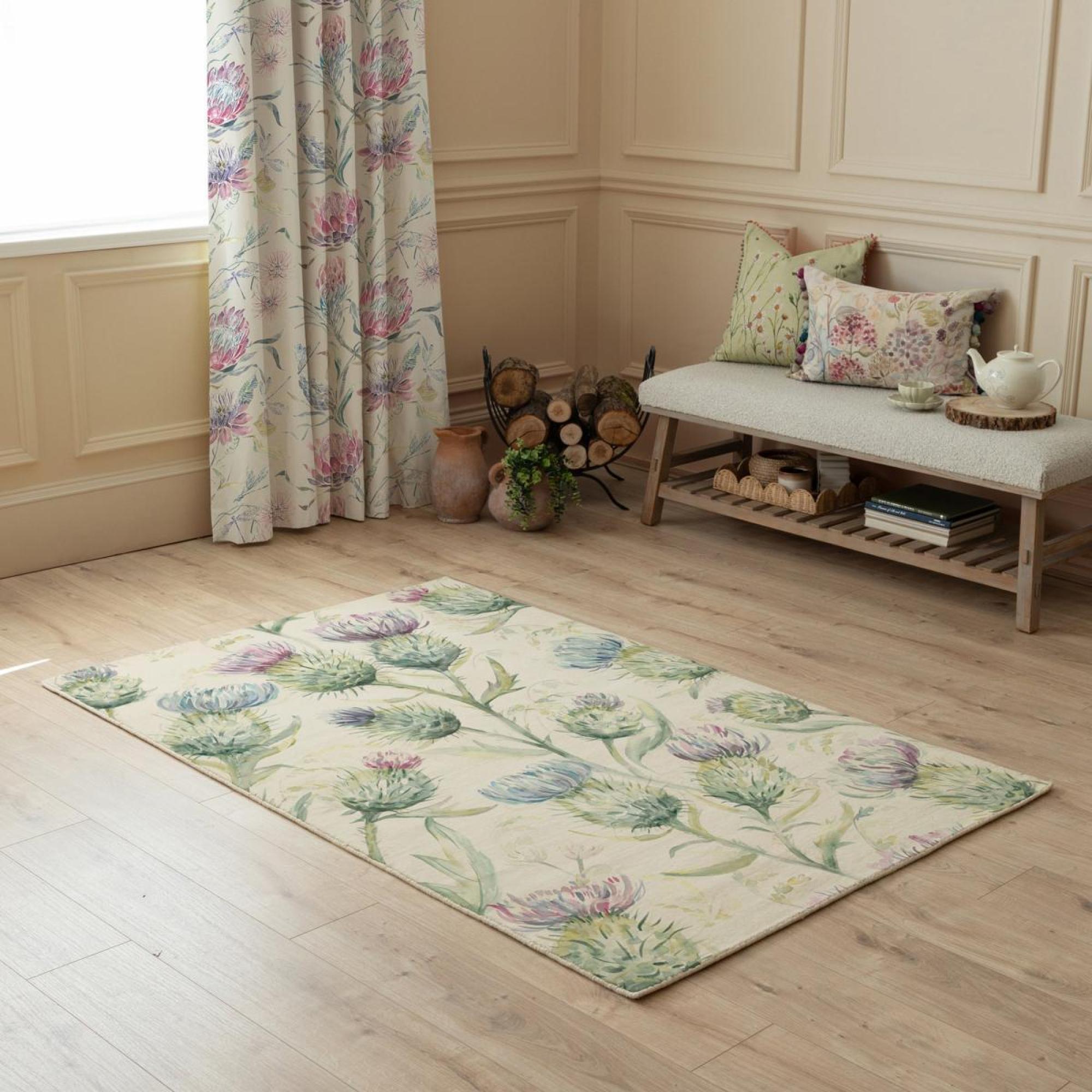 Product photograph of Voyage Maison Thistle Glen Green Printed Rug from Choice Furniture Superstore.