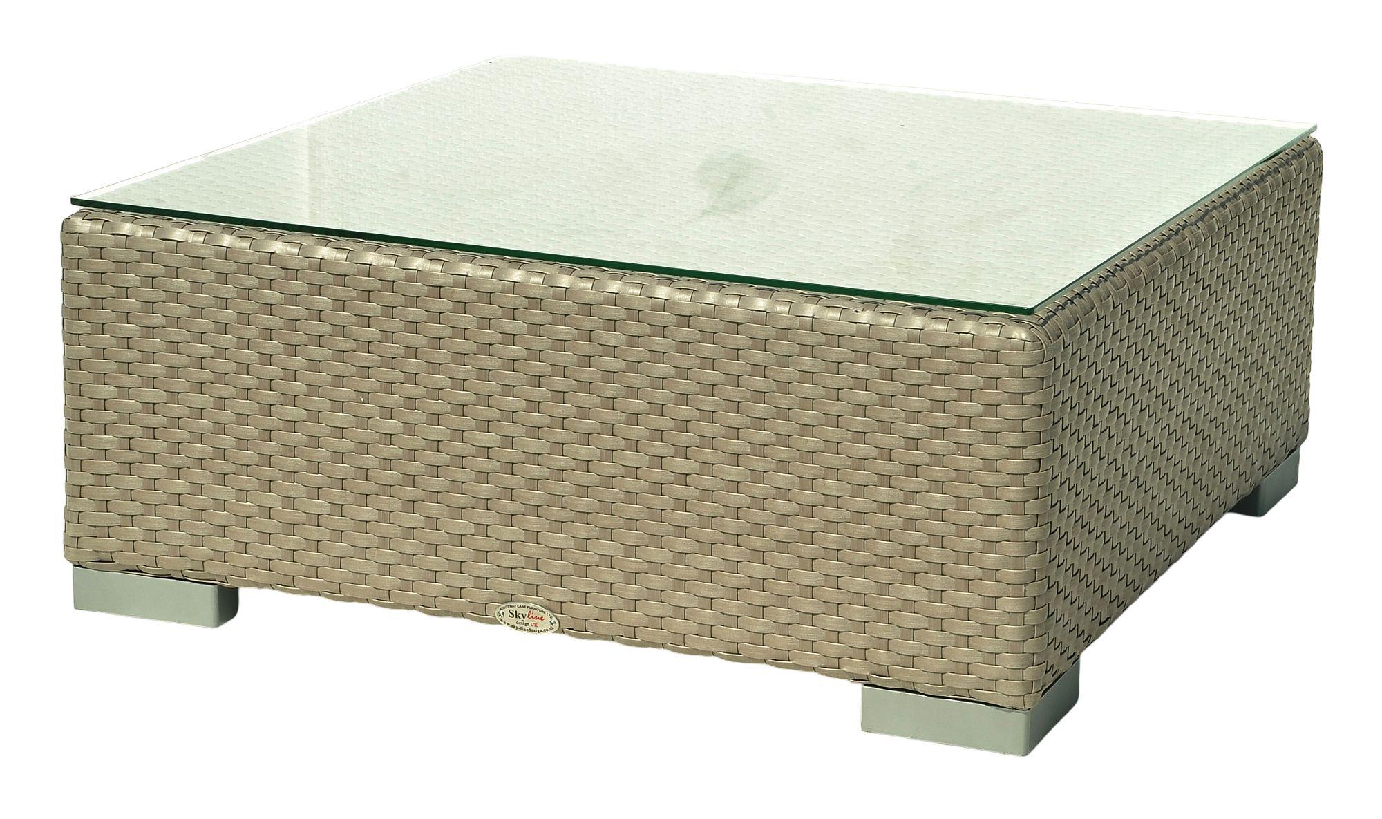 Product photograph of Skyline Pacific Walnut And Glass Top Outdoor Side Table from Choice Furniture Superstore.