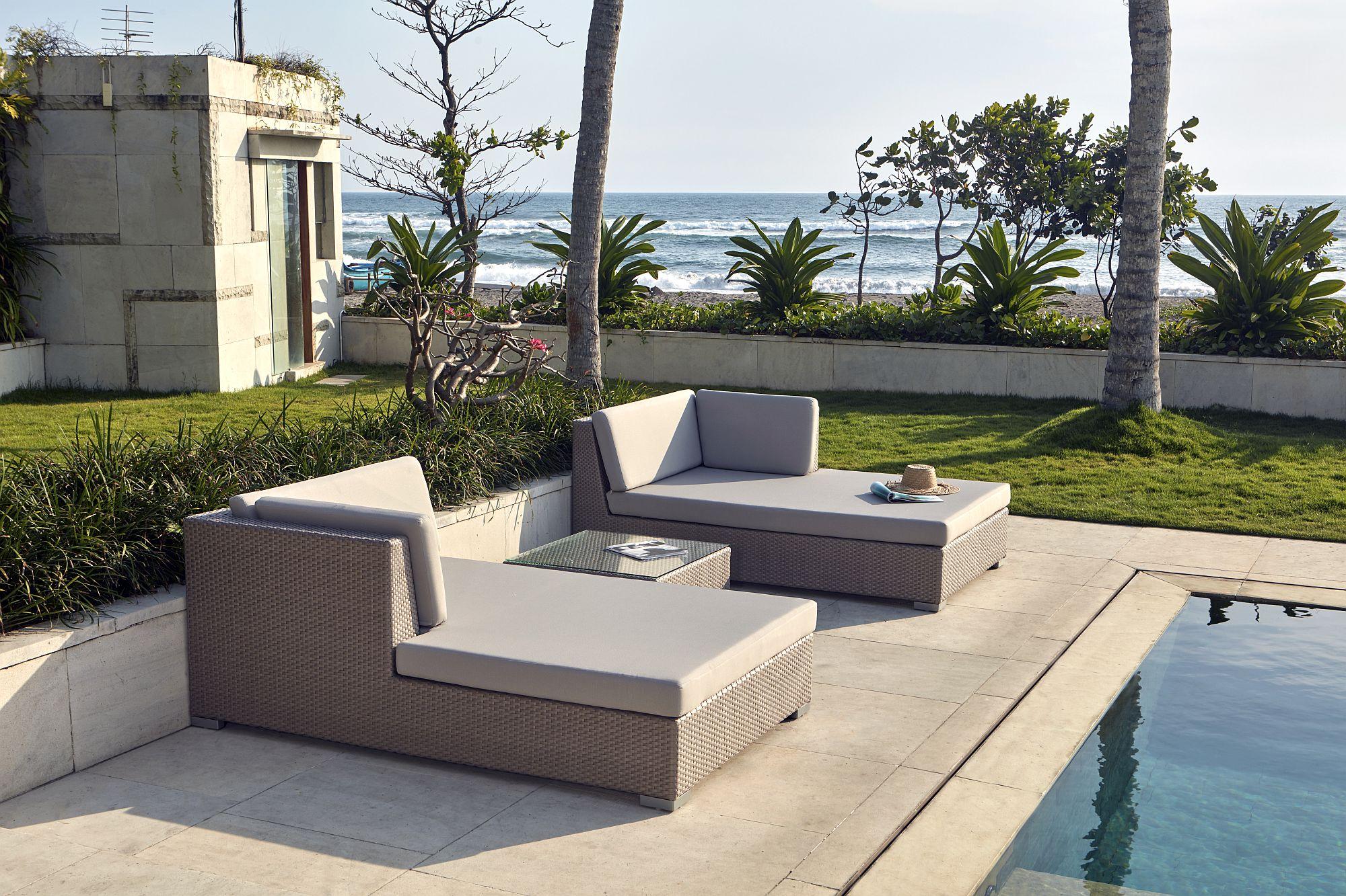 Product photograph of Skyline Pacific Walnut Outdoor Left Chaise Lounge from Choice Furniture Superstore.