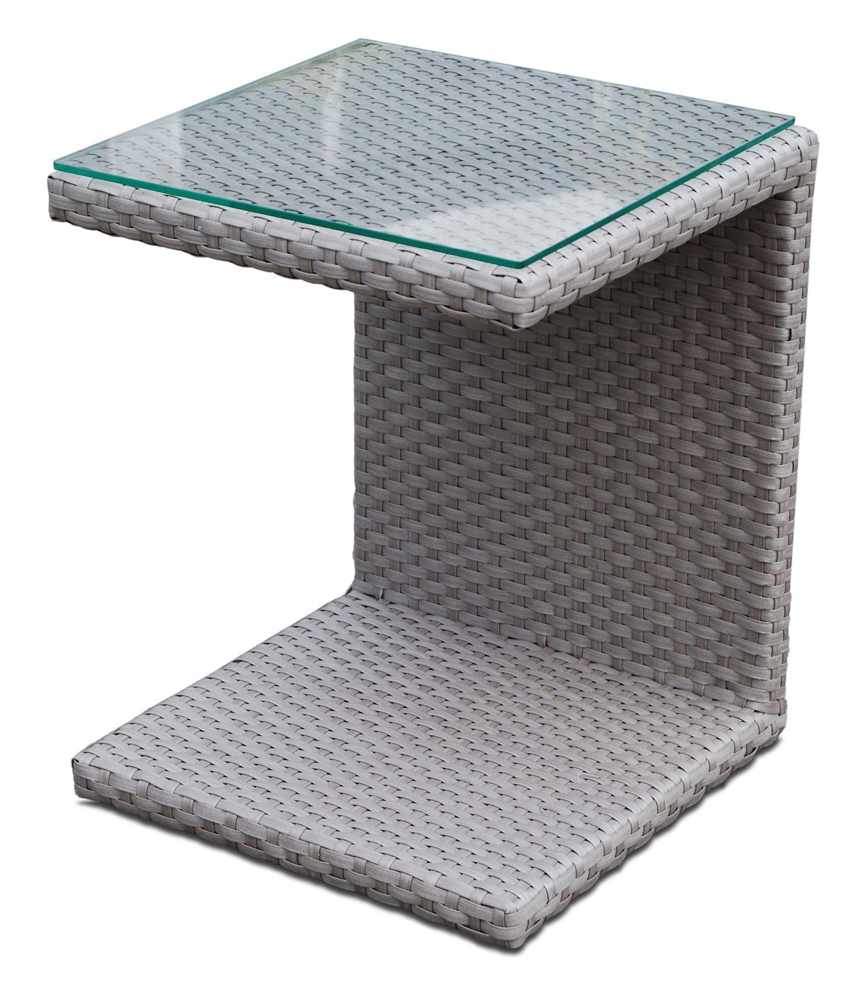 Product photograph of Skyline Pacific Walnut And Glass Top Outdoor Breeze Lounger Side Table from Choice Furniture Superstore.