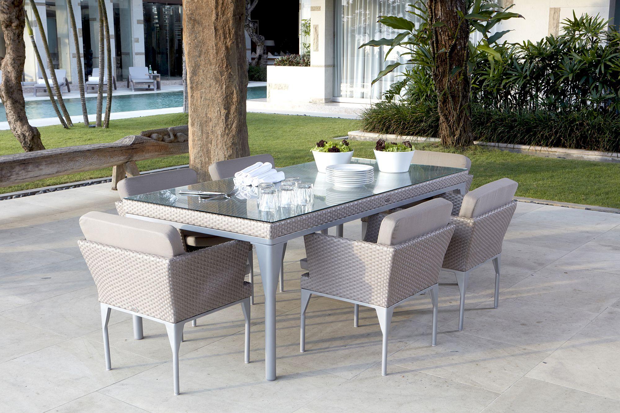 Product photograph of Skyline Brafta Grey Weave Outdoor Dining Armchair from Choice Furniture Superstore.