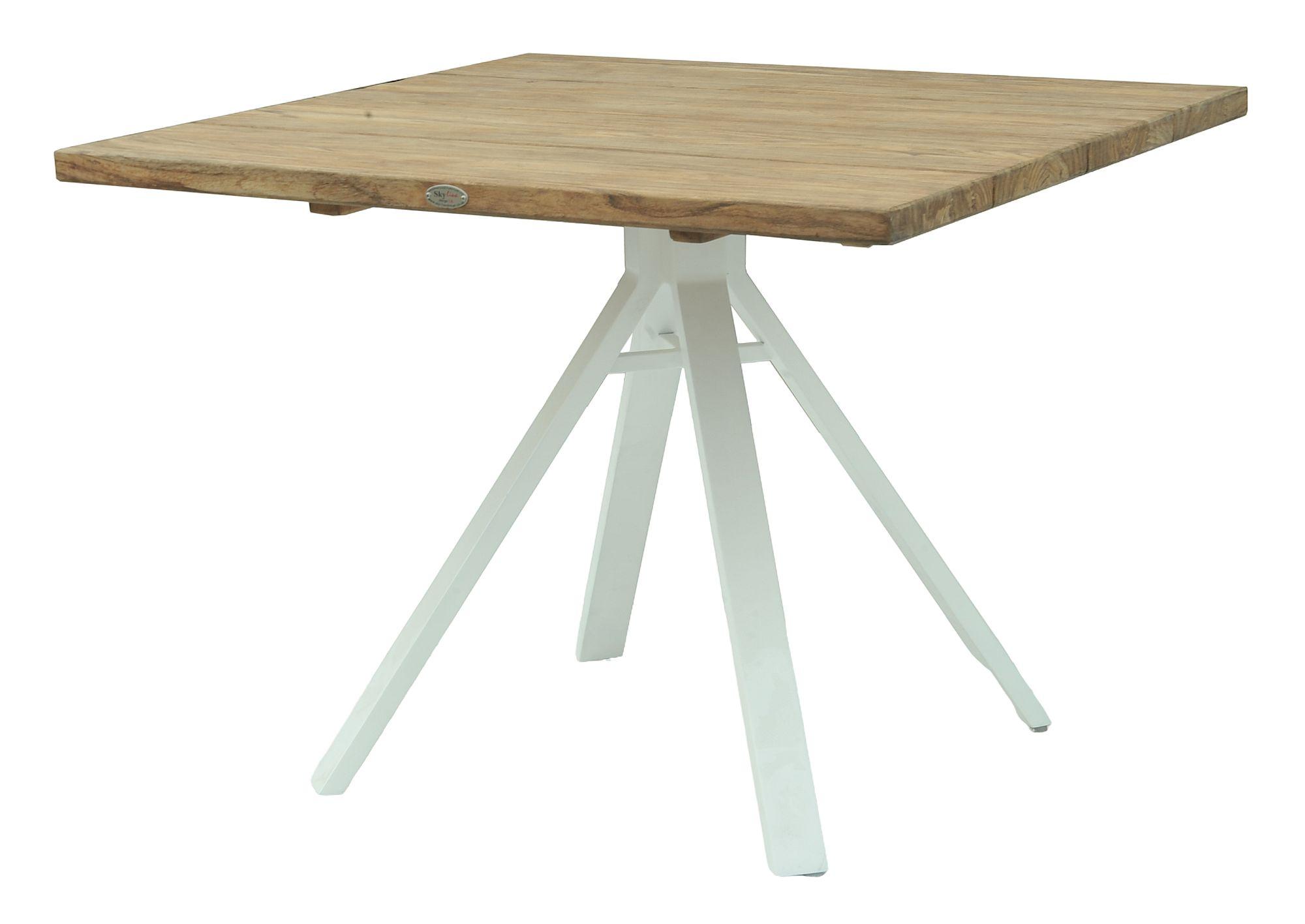 Product photograph of Skyline Alaska White And Teak Wood Outdoor 4 Seater Sqaure Dining Table from Choice Furniture Superstore.