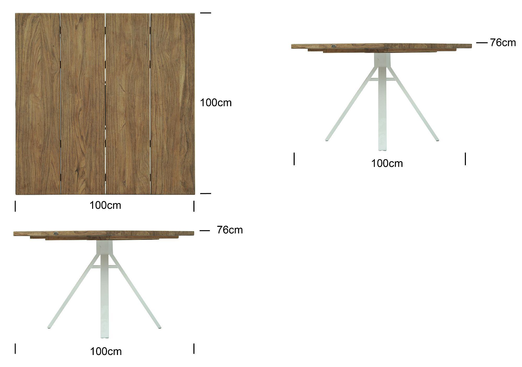 Product photograph of Skyline Alaska White And Teak Wood Outdoor 4 Seater Sqaure Dining Table from Choice Furniture Superstore.