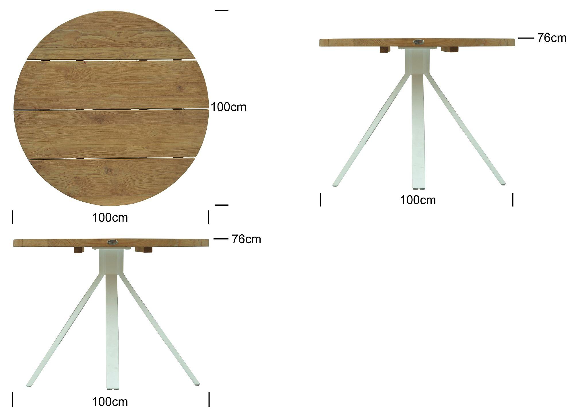 Product photograph of Skyline Alaska White And Teak Wood Outdoor 4 Seater Round Dining Table from Choice Furniture Superstore.