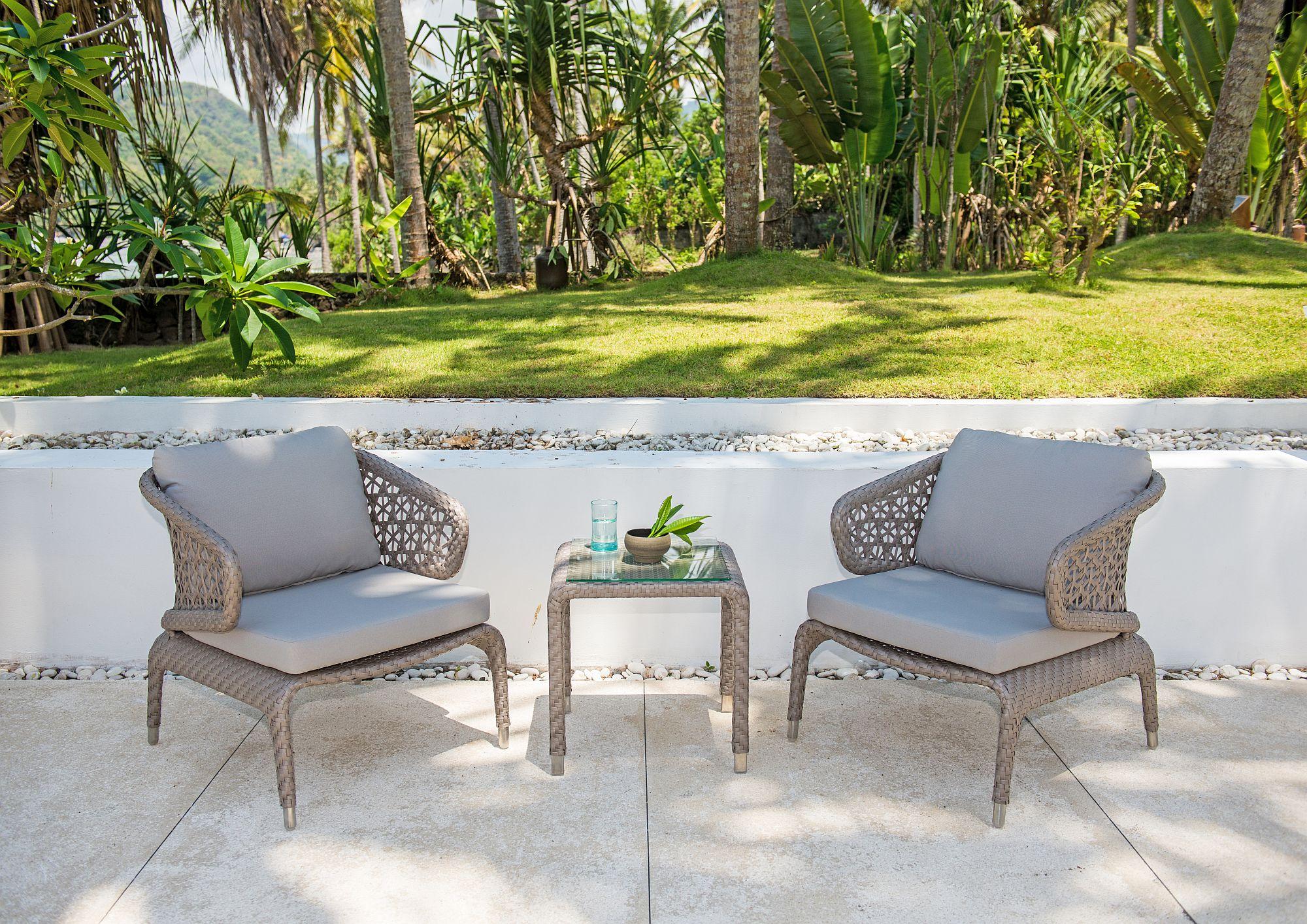 Product photograph of Skyline Journey Walnut Weave Outdoor Side Table from Choice Furniture Superstore.