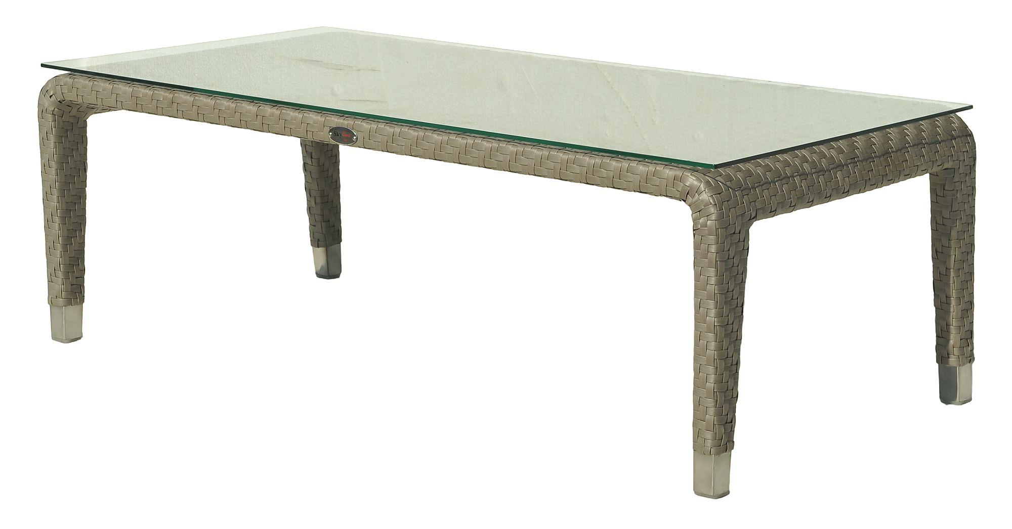 Product photograph of Skyline Journey Walnut Weave And Glass Top Outdoor Coffee Table from Choice Furniture Superstore.