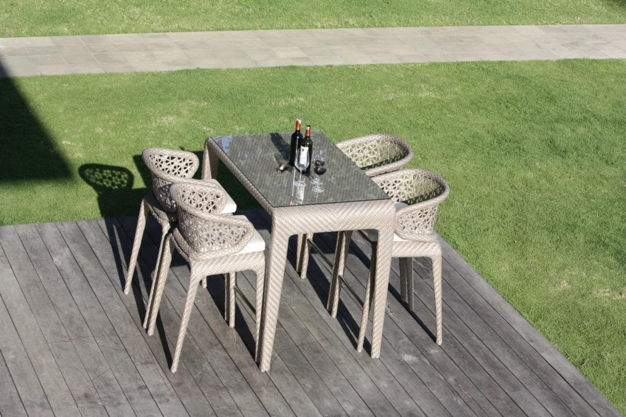 Product photograph of Skyline Journey Walnut Weave Outdoor Bar Table from Choice Furniture Superstore.