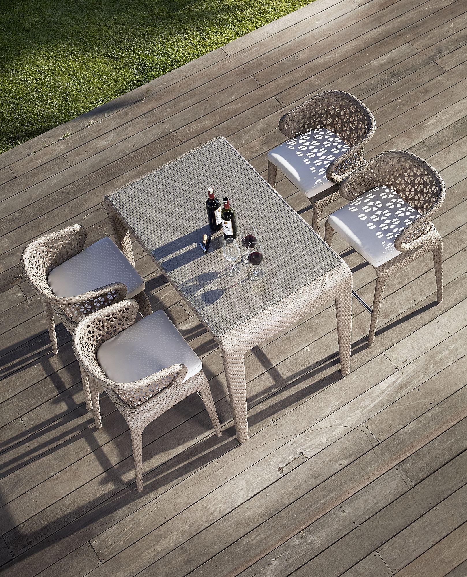 Product photograph of Skyline Journey Walnut Weave Outdoor Bar Table from Choice Furniture Superstore.