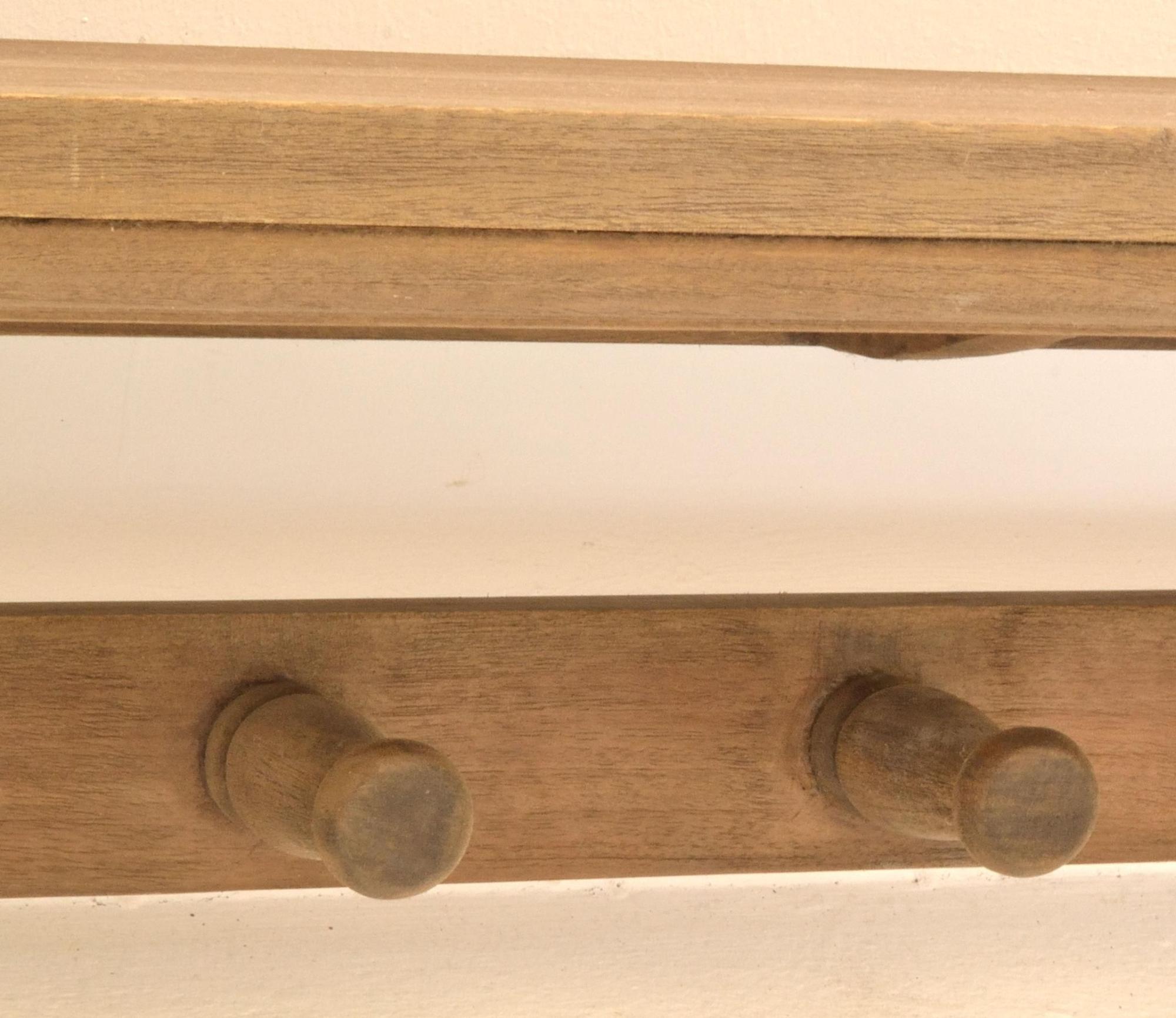 Product photograph of Vintage Dark Mahogany Wall Coat Rack With Shelf from Choice Furniture Superstore.