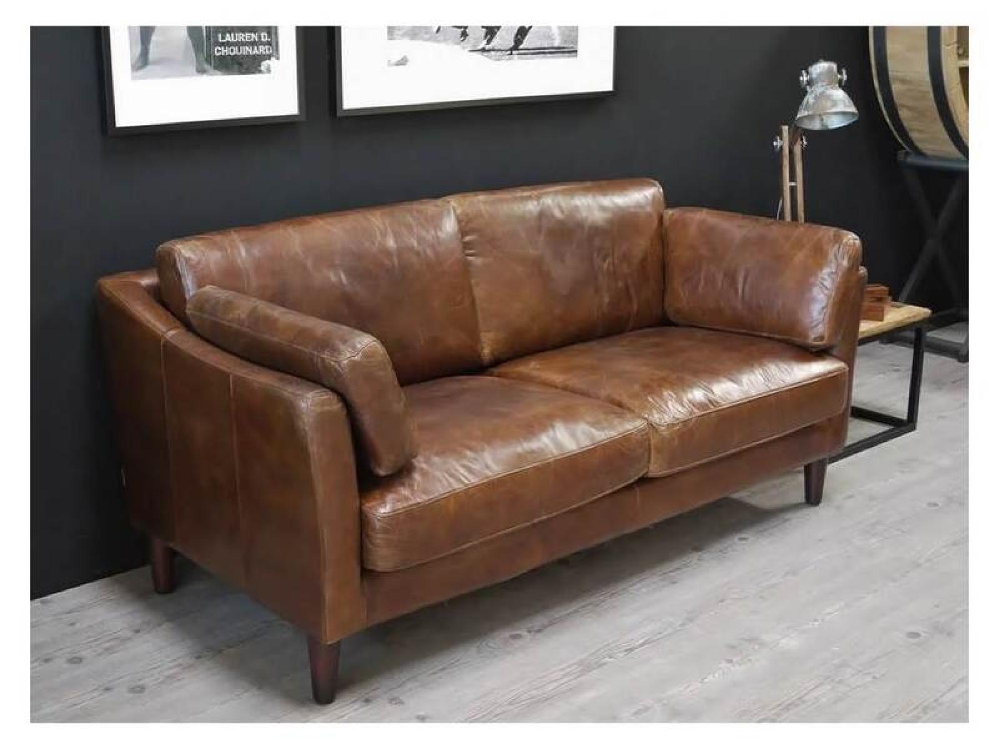 Product photograph of Ancient Mariner Vintage Brown Leather Adina 2 Seater Sofa from Choice Furniture Superstore.