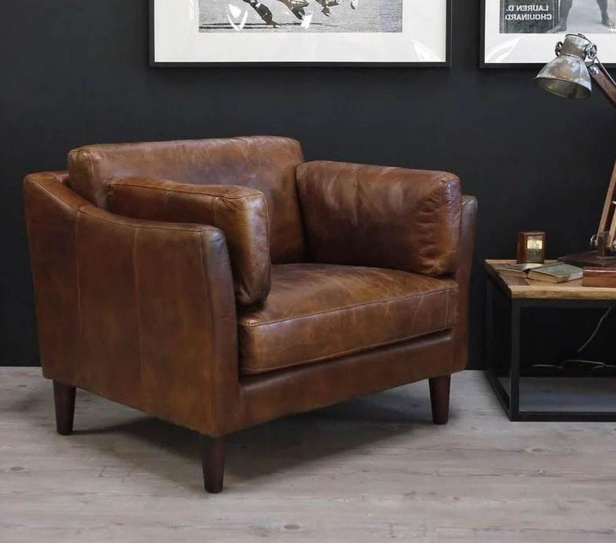 Product photograph of Ancient Mariner Vintage Brown Leather Adina Armchair from Choice Furniture Superstore.